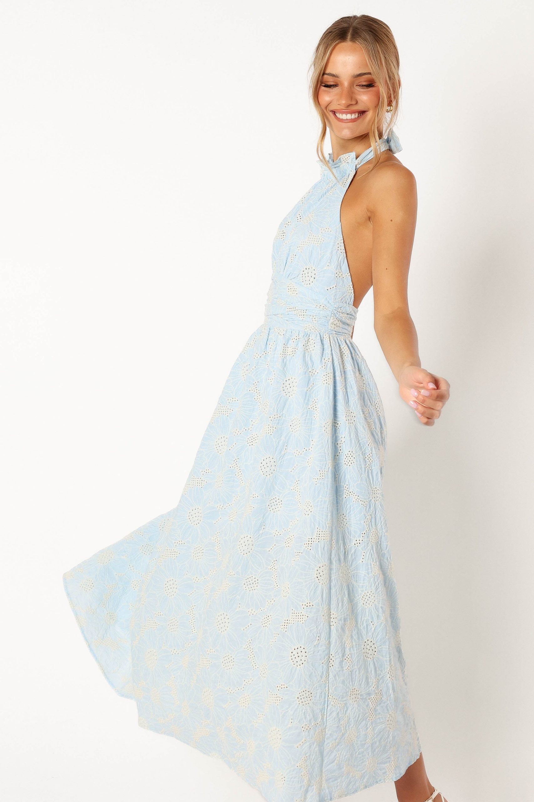 Taila Halterneck Midi Dress - Blue Floral - Image 2