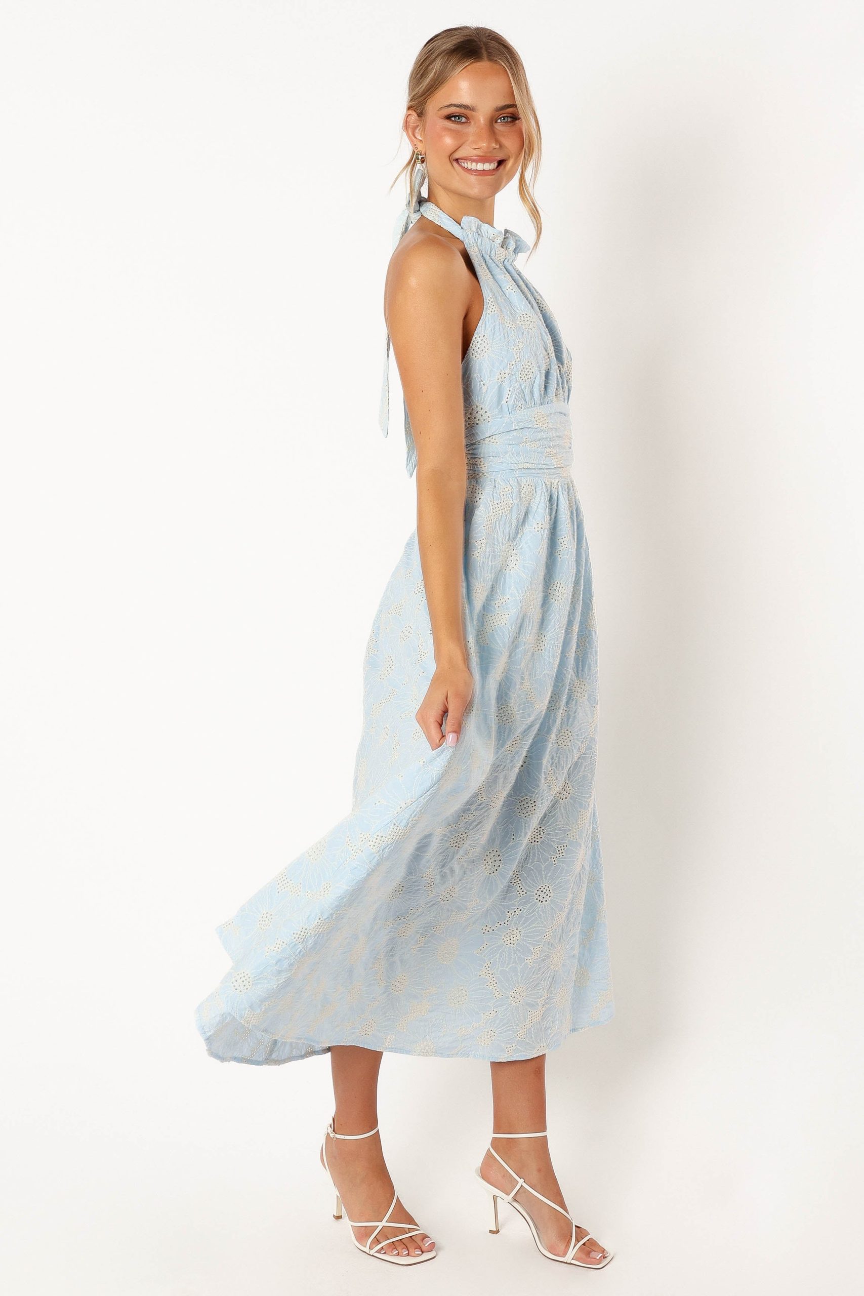 Taila Halterneck Midi Dress - Blue Floral - Image 7