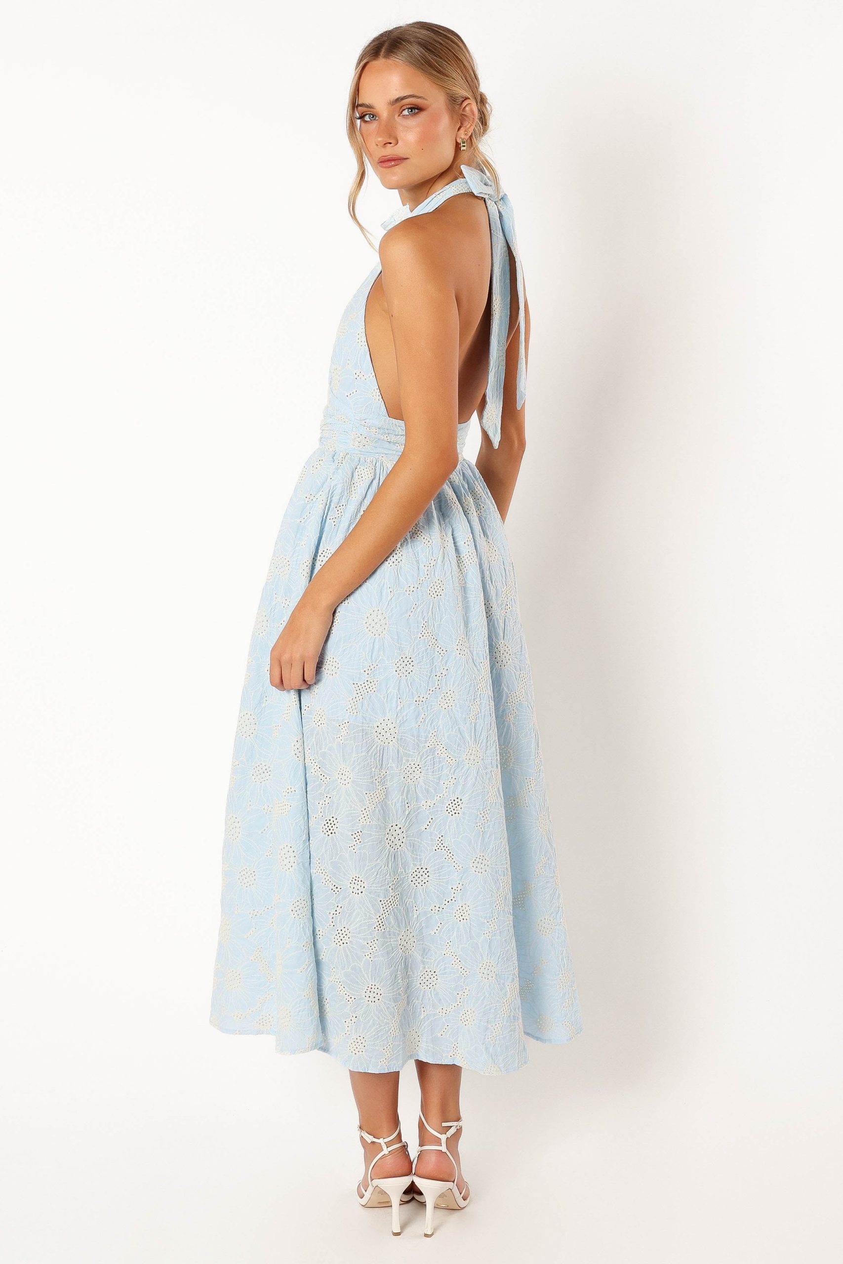 Taila Halterneck Midi Dress - Blue Floral - Image 4
