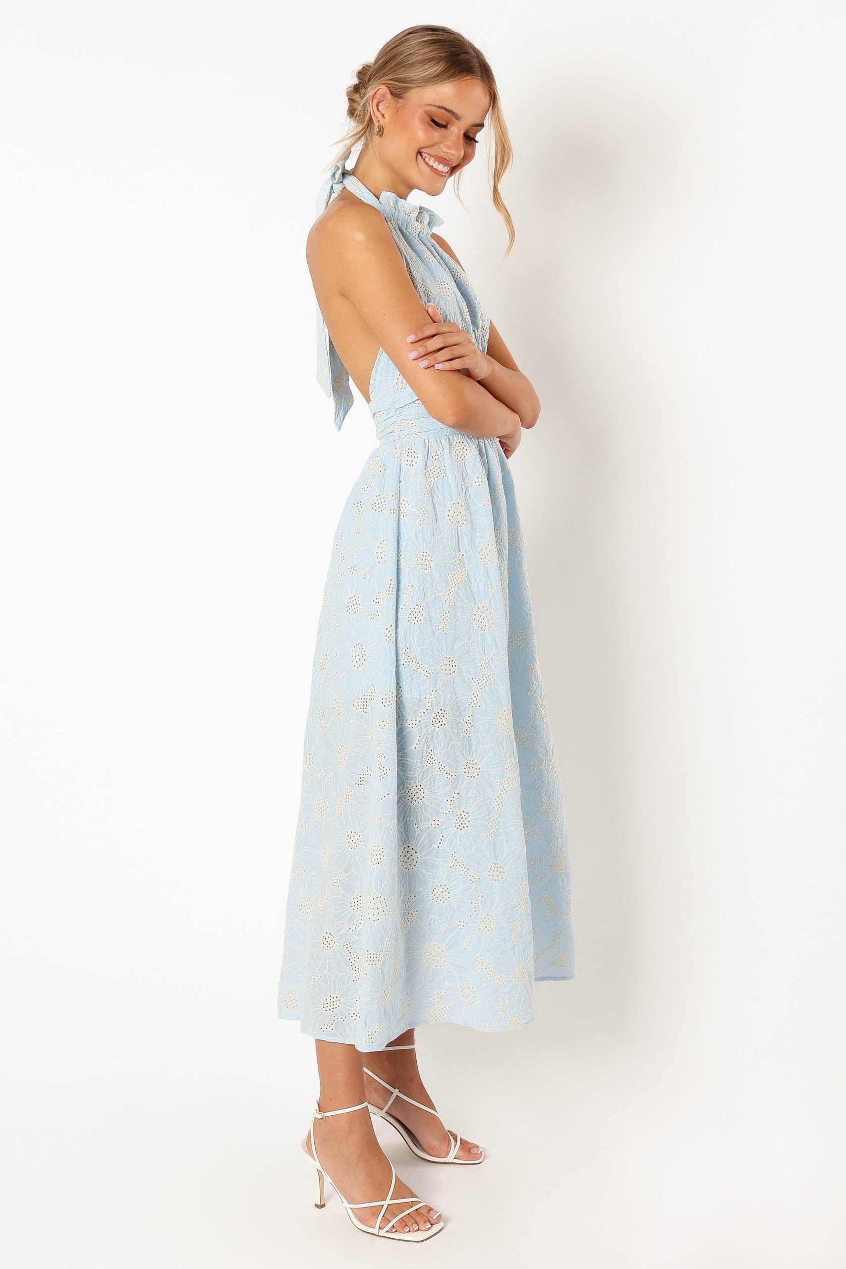Taila Halterneck Midi Dress - Blue Floral - Image 6