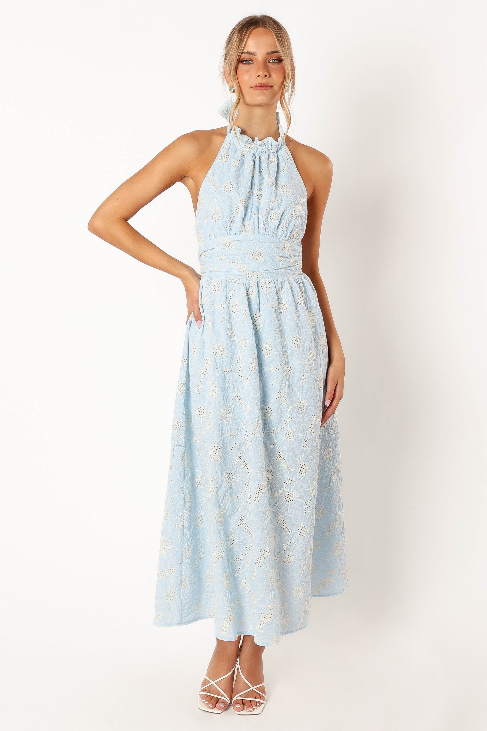 Taila Halterneck Midi Dress - Blue Floral - Image 11