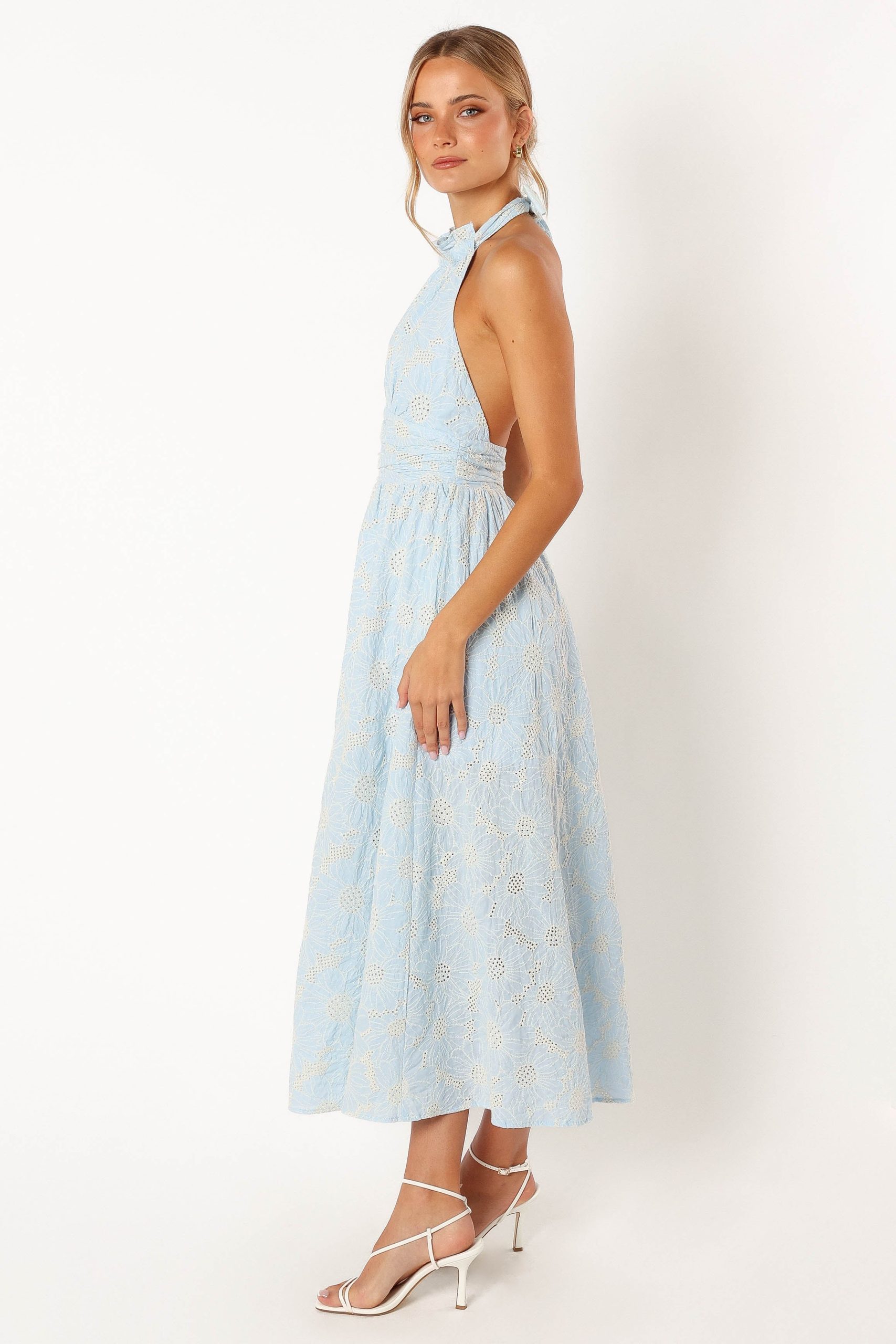 Taila Halterneck Midi Dress - Blue Floral - Image 3