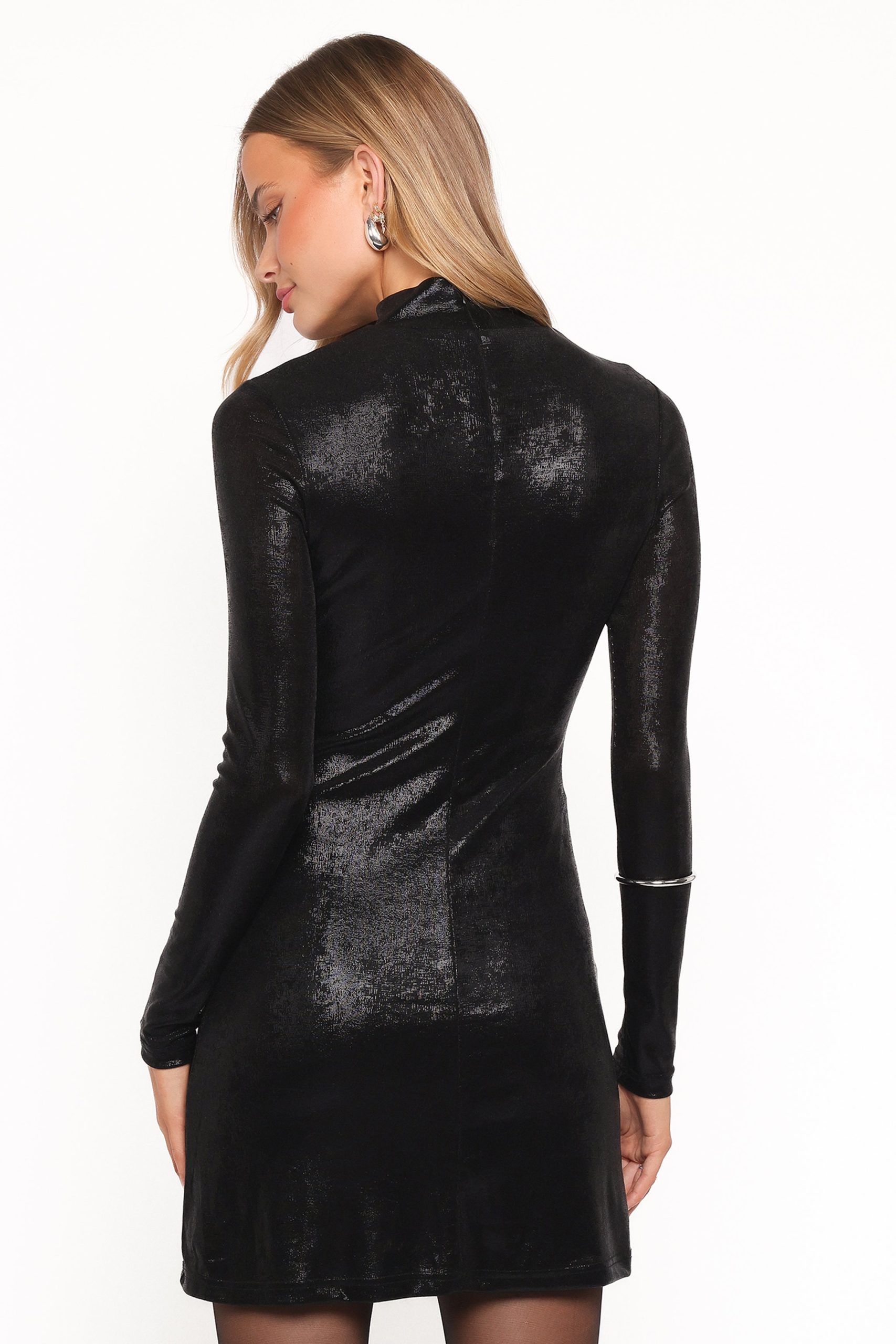 Taylor Metallic Mini Dress - Black - Image 4