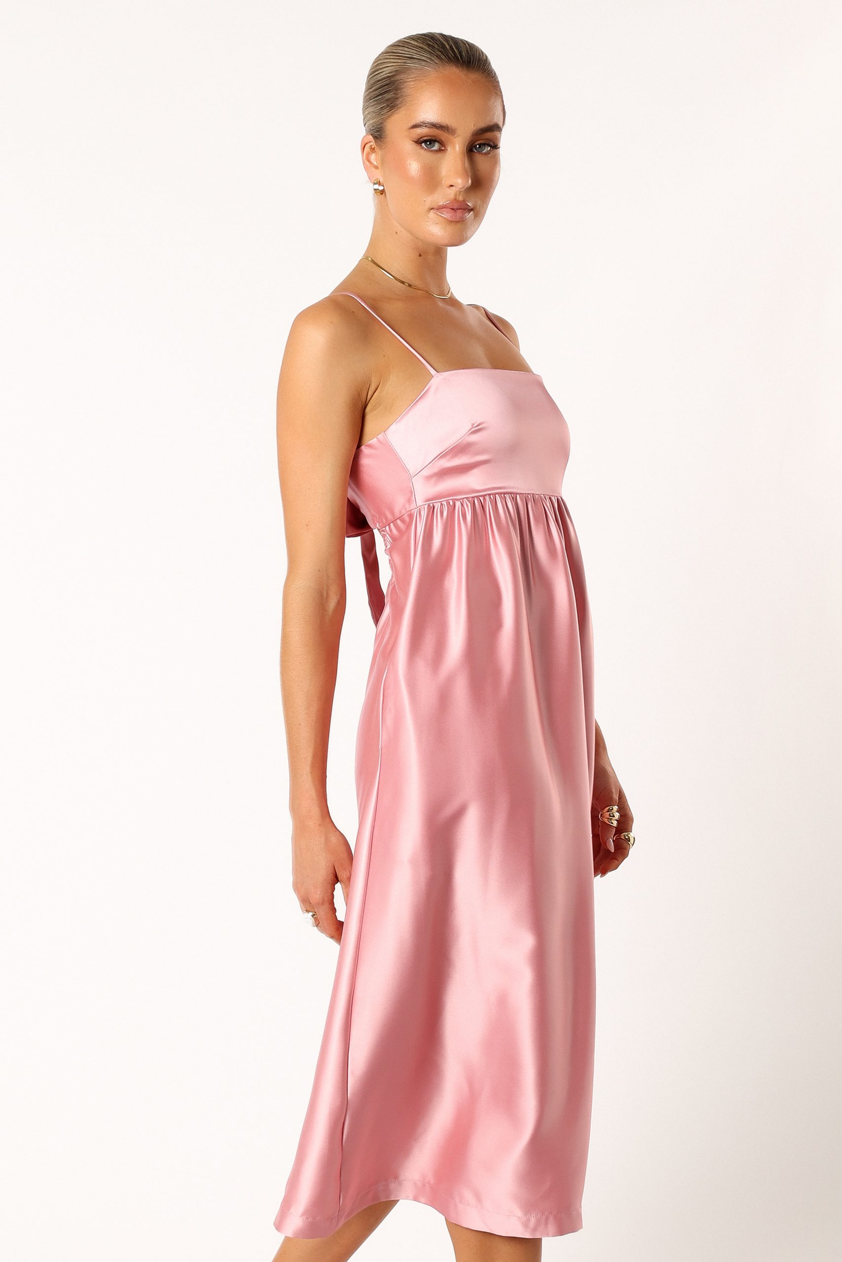 Teagan Bow Back Midi Dress - Soft Pink - Image 6