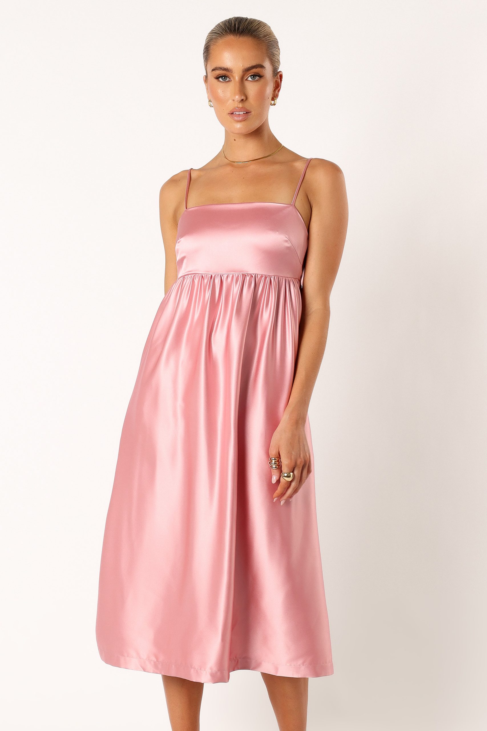 Teagan Bow Back Midi Dress - Soft Pink - Image 7