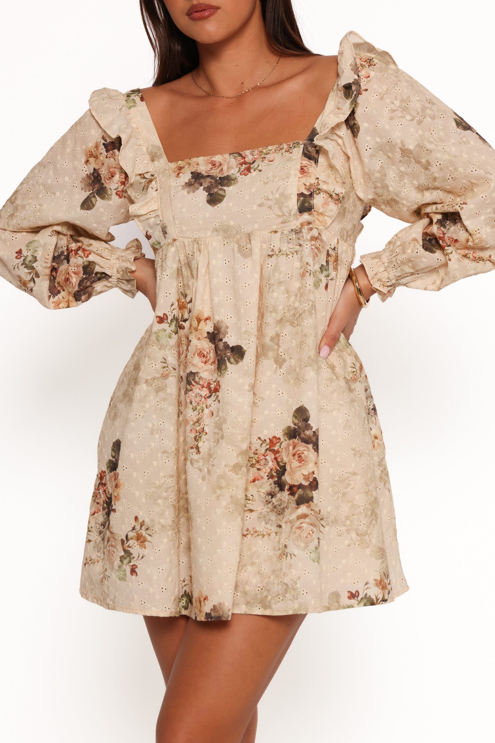 Tiarny Mini Dress - Beige Floral - Image 6