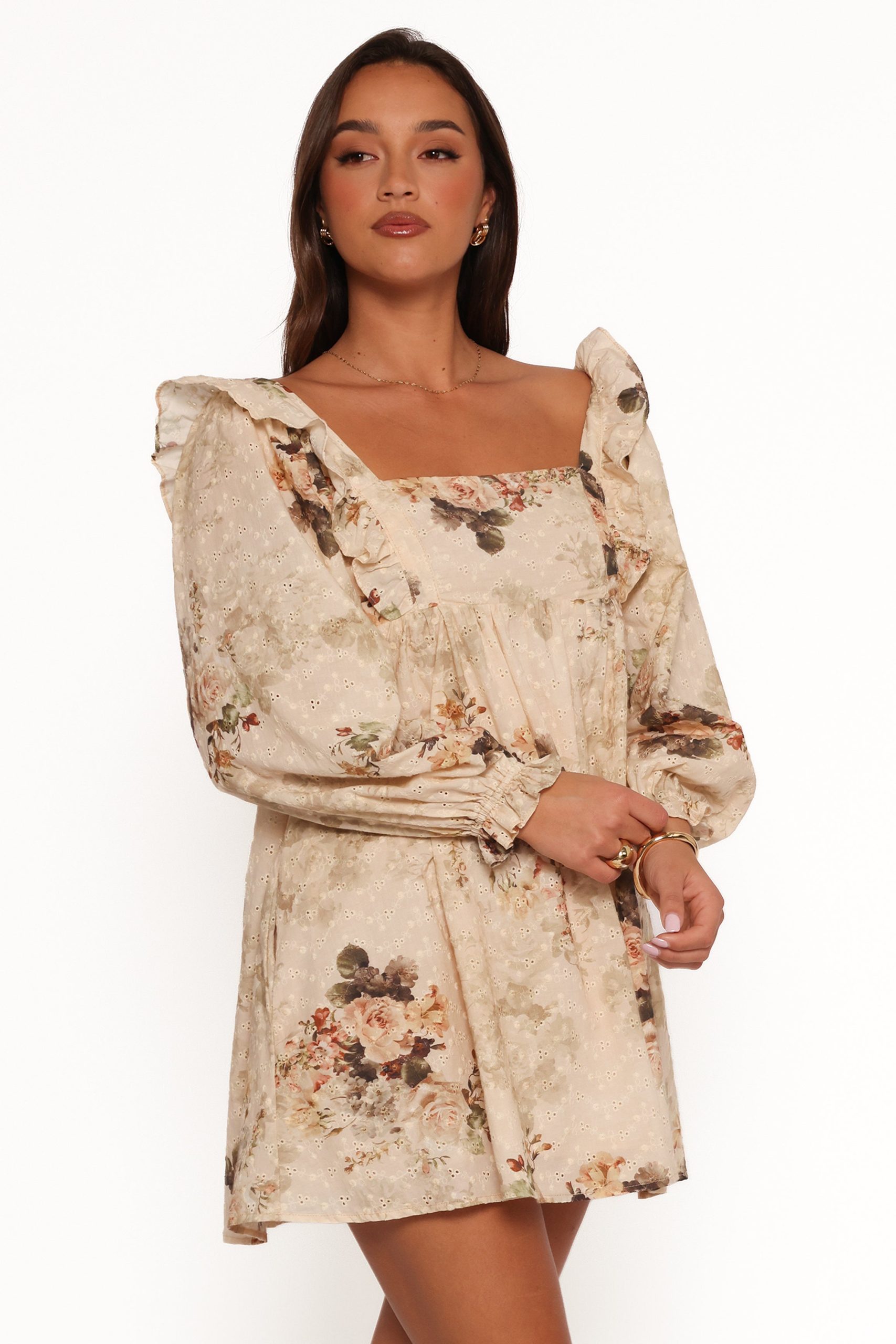 Tiarny Mini Dress - Beige Floral - Image 3