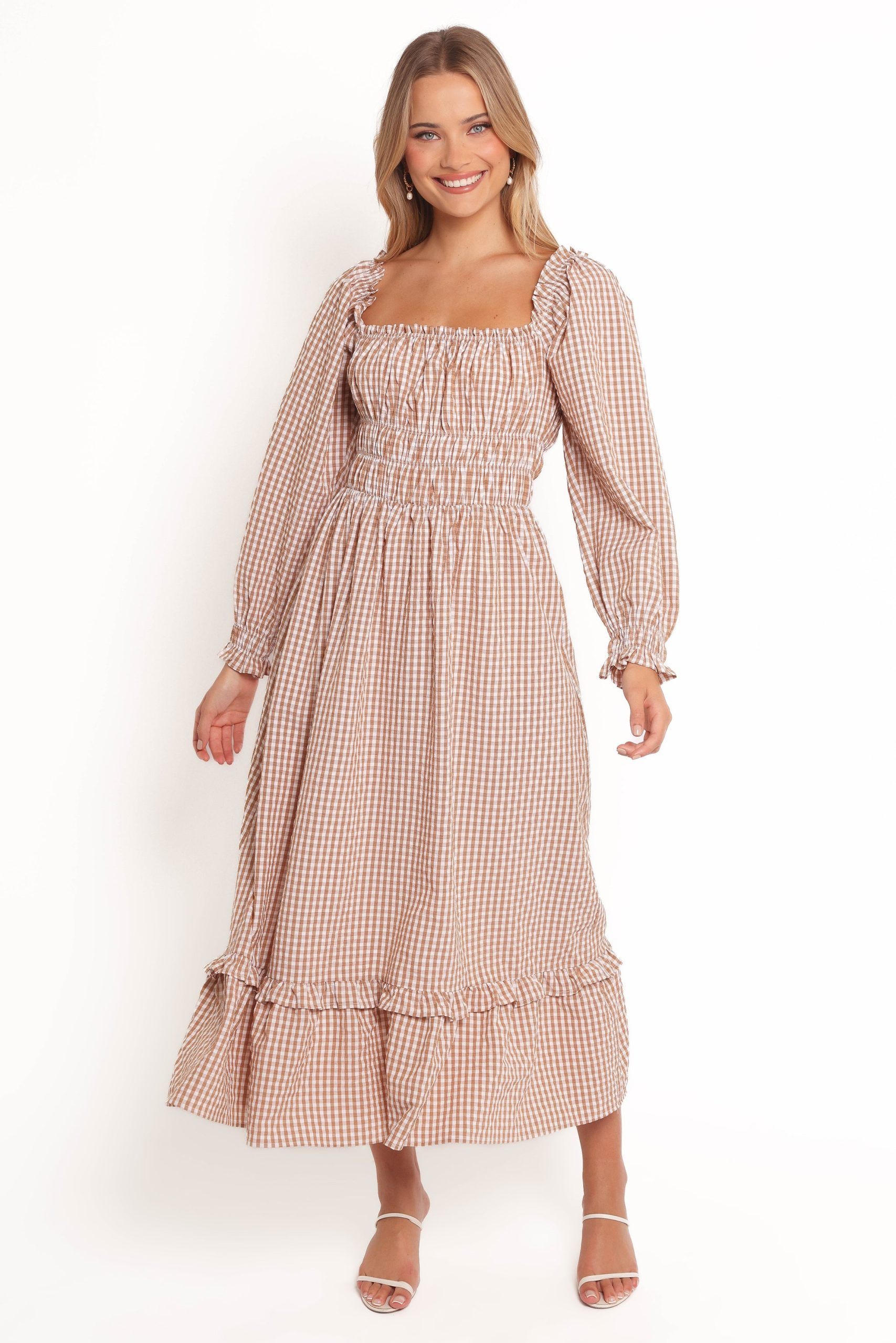 Torrie Maxi Dress - Brown Check - Image 2