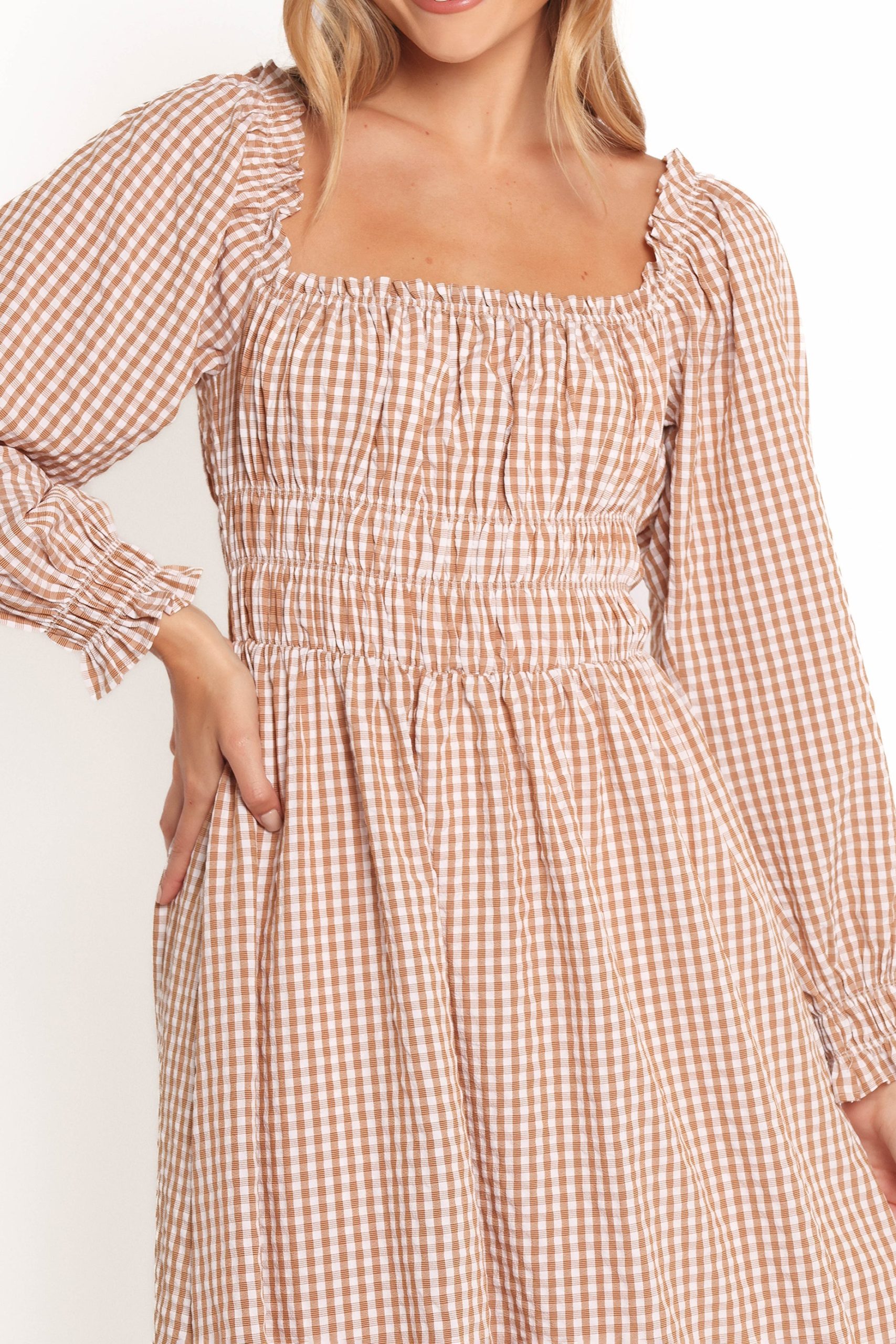 Torrie Maxi Dress - Brown Check - Image 3