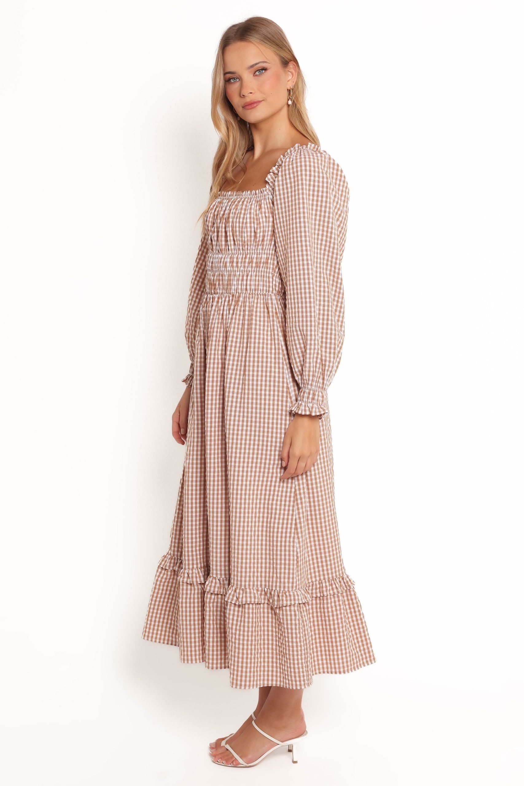 Torrie Maxi Dress - Brown Check - Image 4