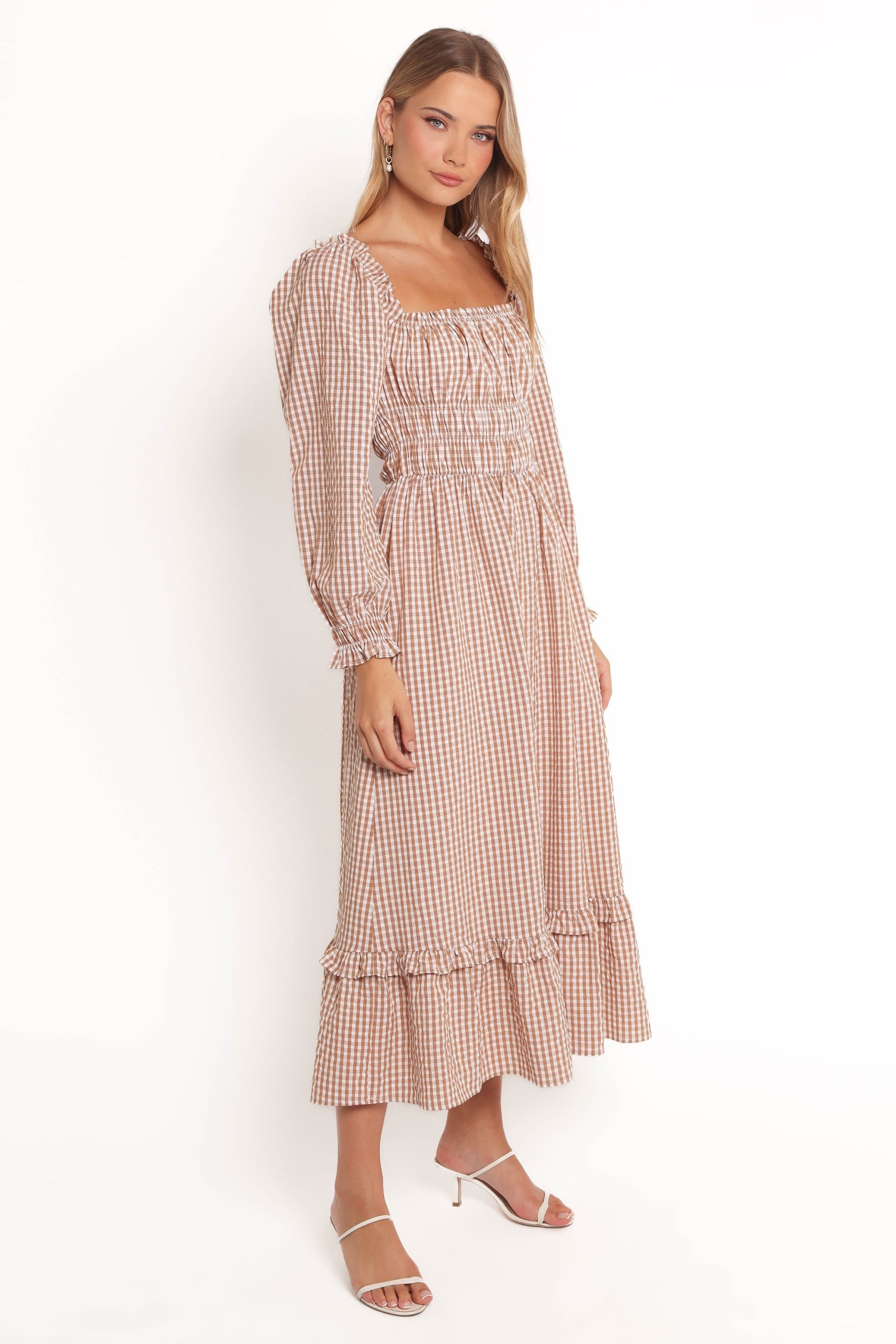 Torrie Maxi Dress - Brown Check - Image 6