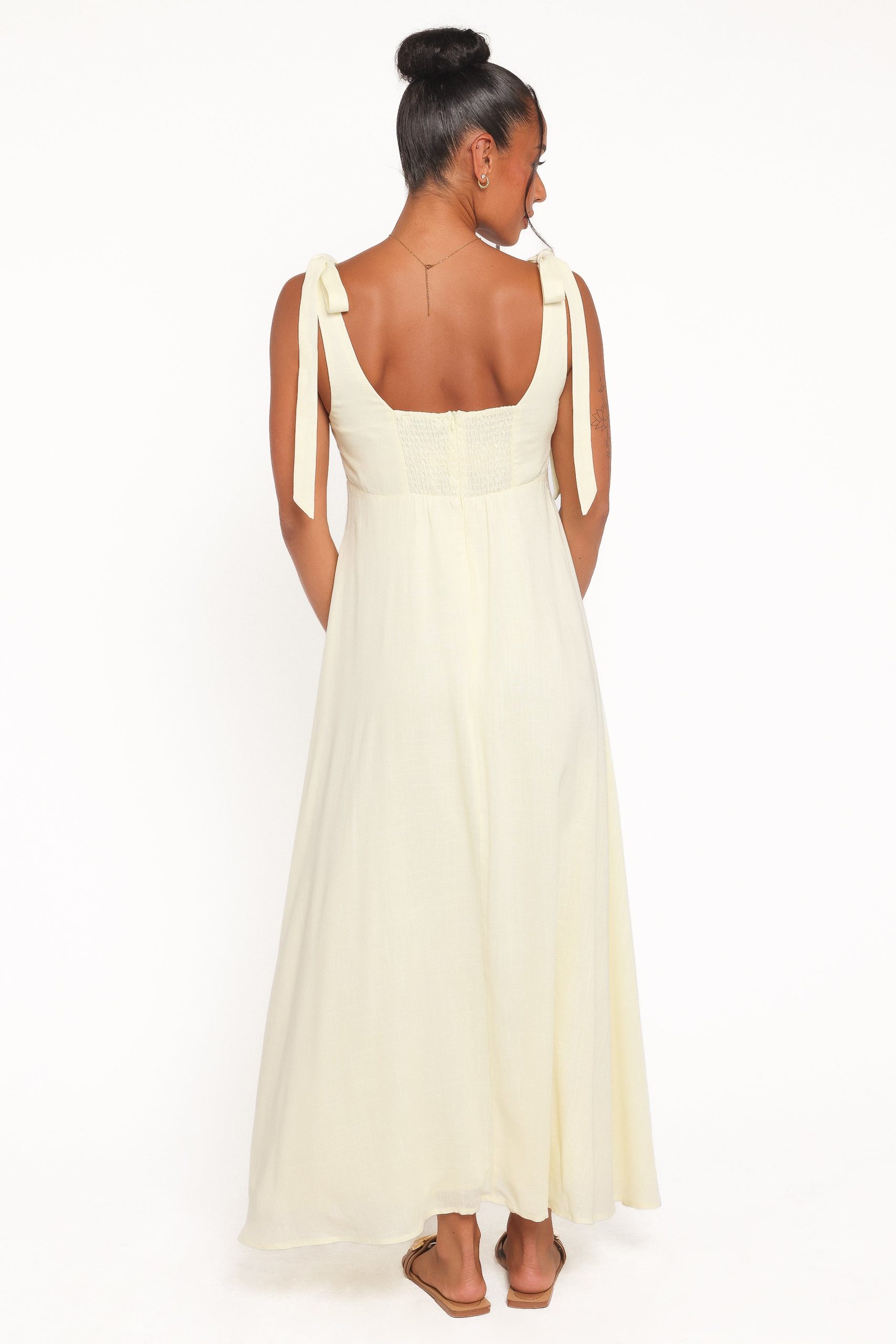 Valara Tie Shoulder Maxi Dress - Butter Yellow - Image 4