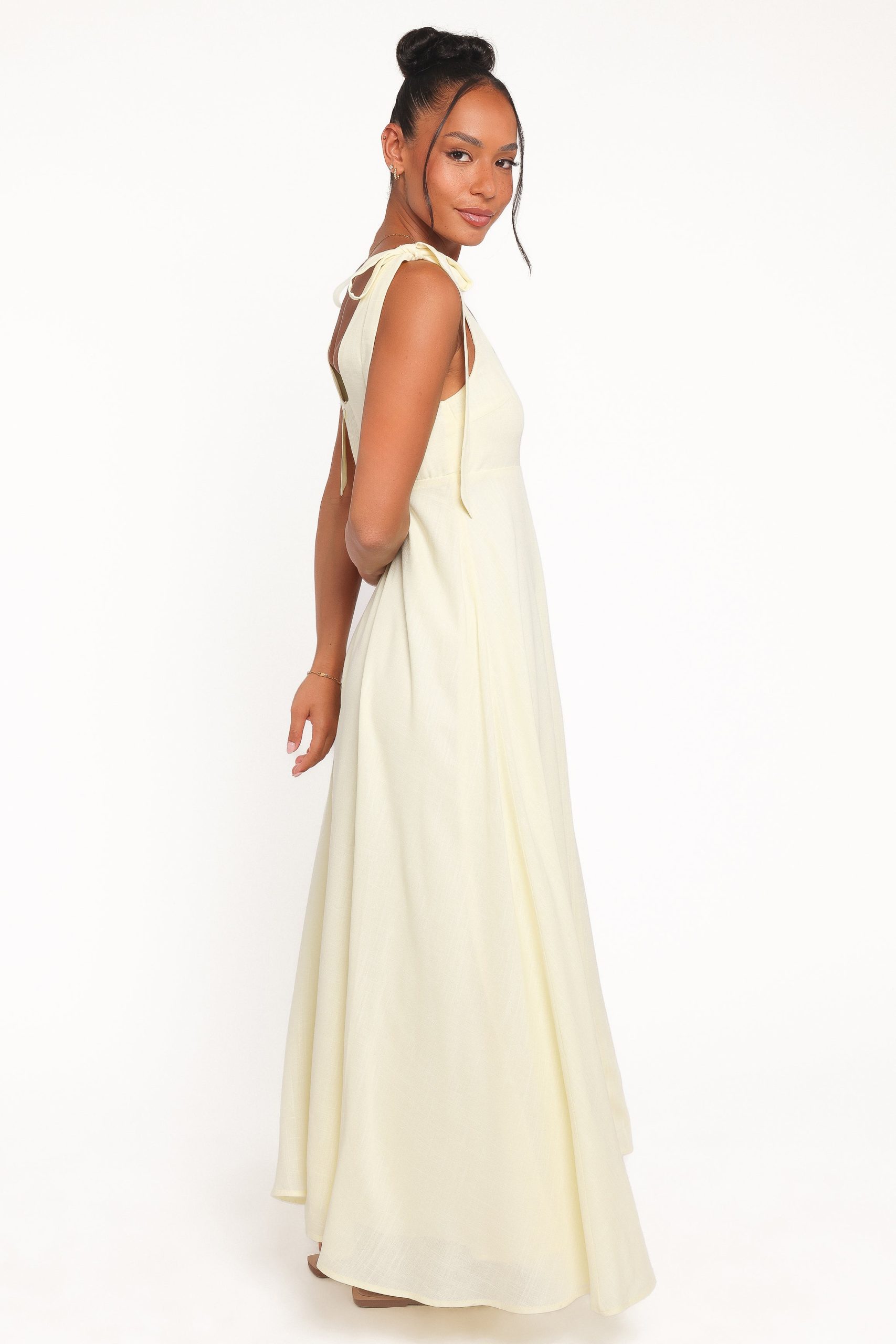 Valara Tie Shoulder Maxi Dress - Butter Yellow - Image 3