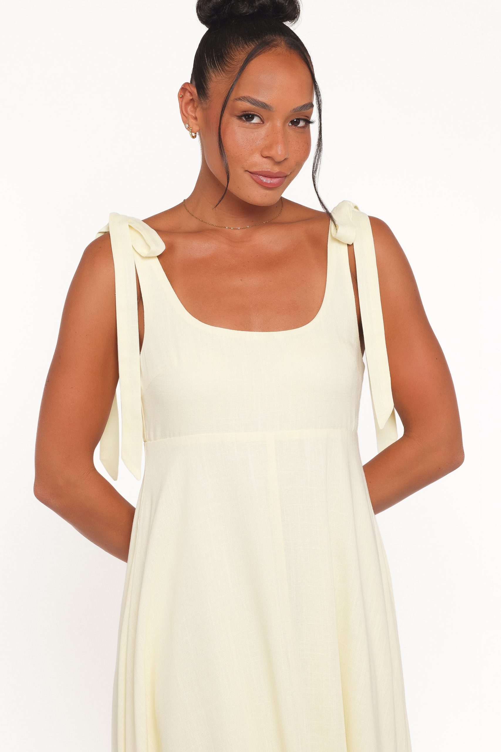 Valara Tie Shoulder Maxi Dress - Butter Yellow - Image 2