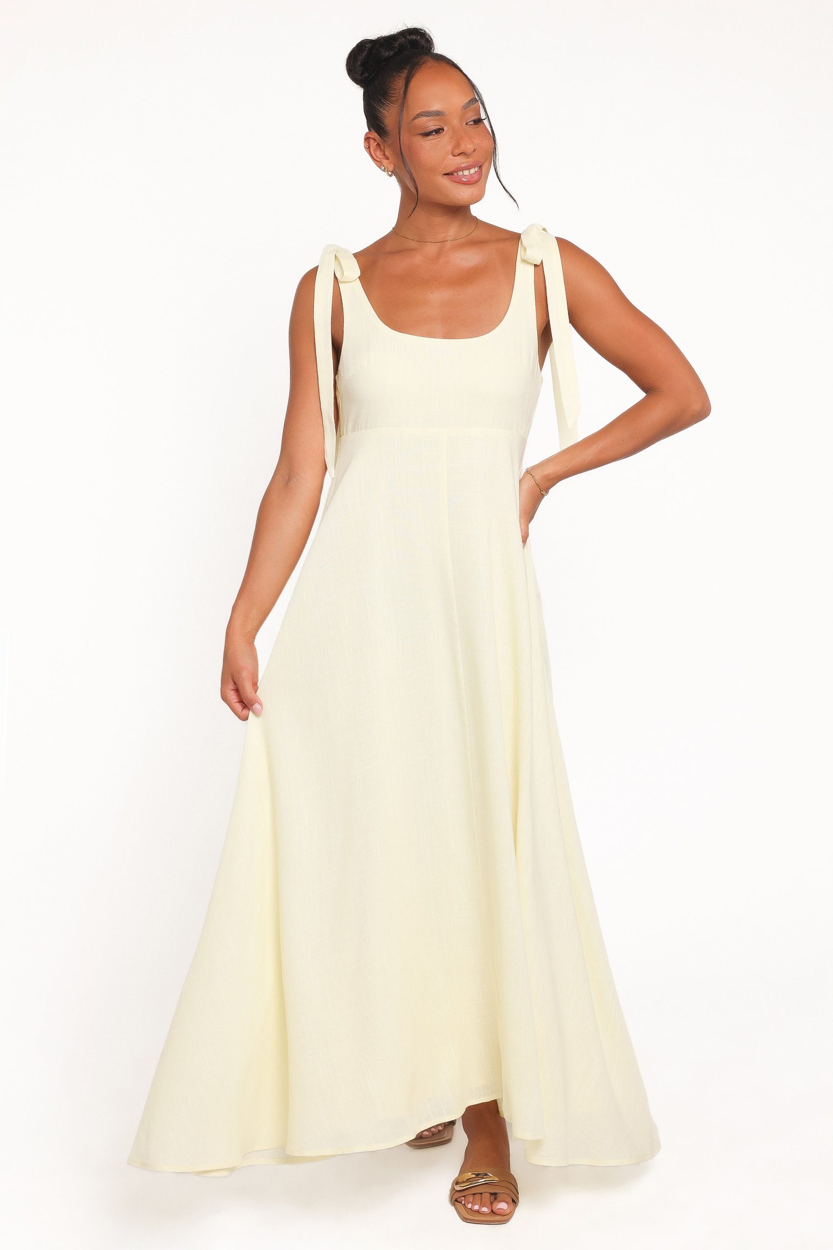 Valara Tie Shoulder Maxi Dress - Butter Yellow - Image 5
