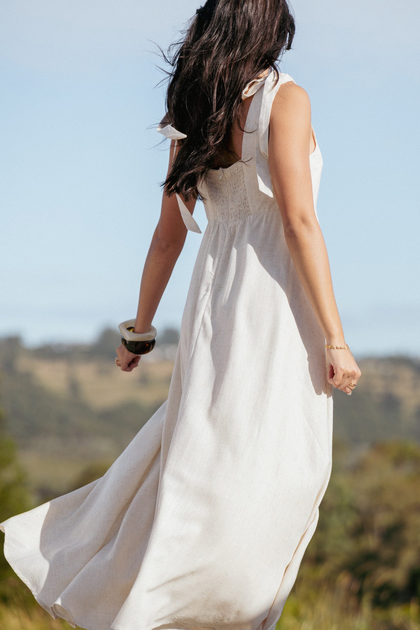Valara Tie Shoulder Maxi Dress - Oatmeal - Image 8