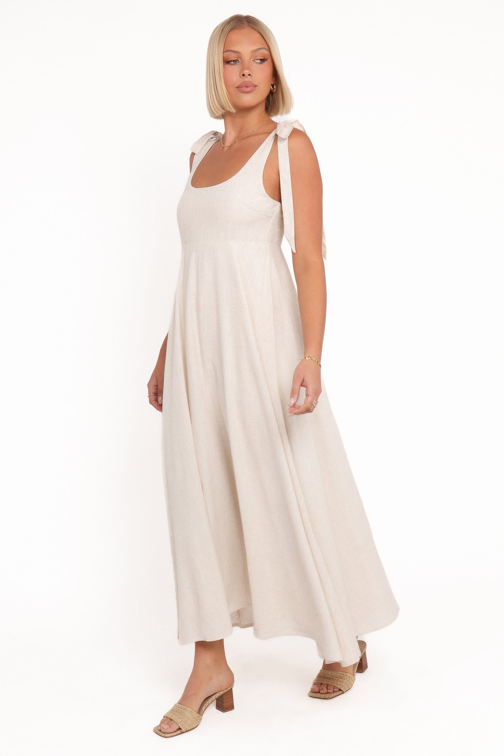Valara Tie Shoulder Maxi Dress - Oatmeal - Image 5