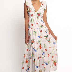Valerie Maxi Dress - Off White/Red