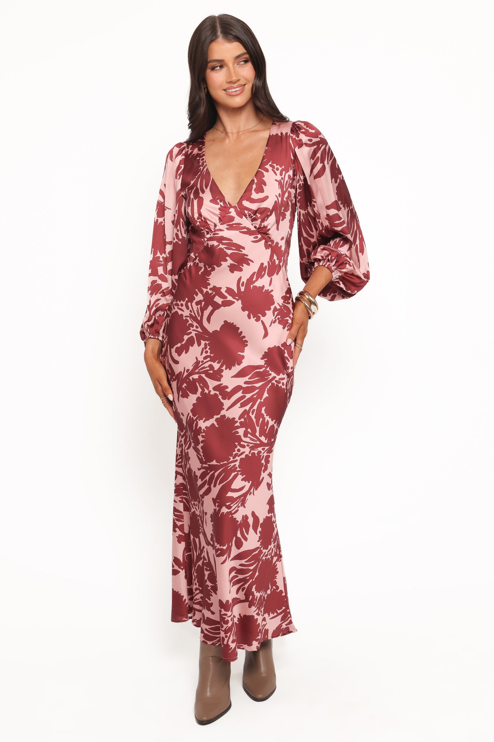 Varly Long Sleeve Dress - Pale Burgundy - Image 3