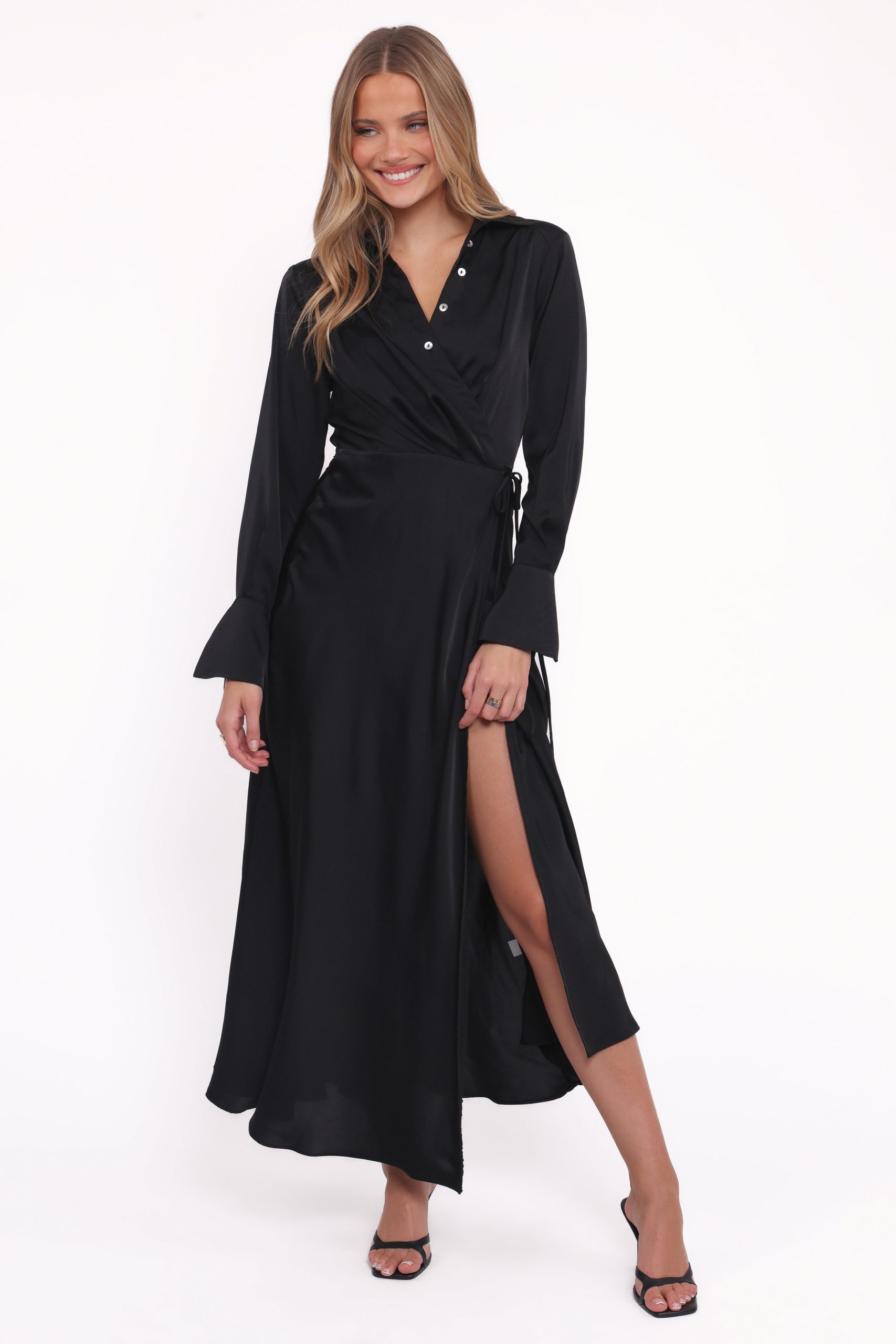 Verna Long Sleeve Maxi Dress - Black - Image 6