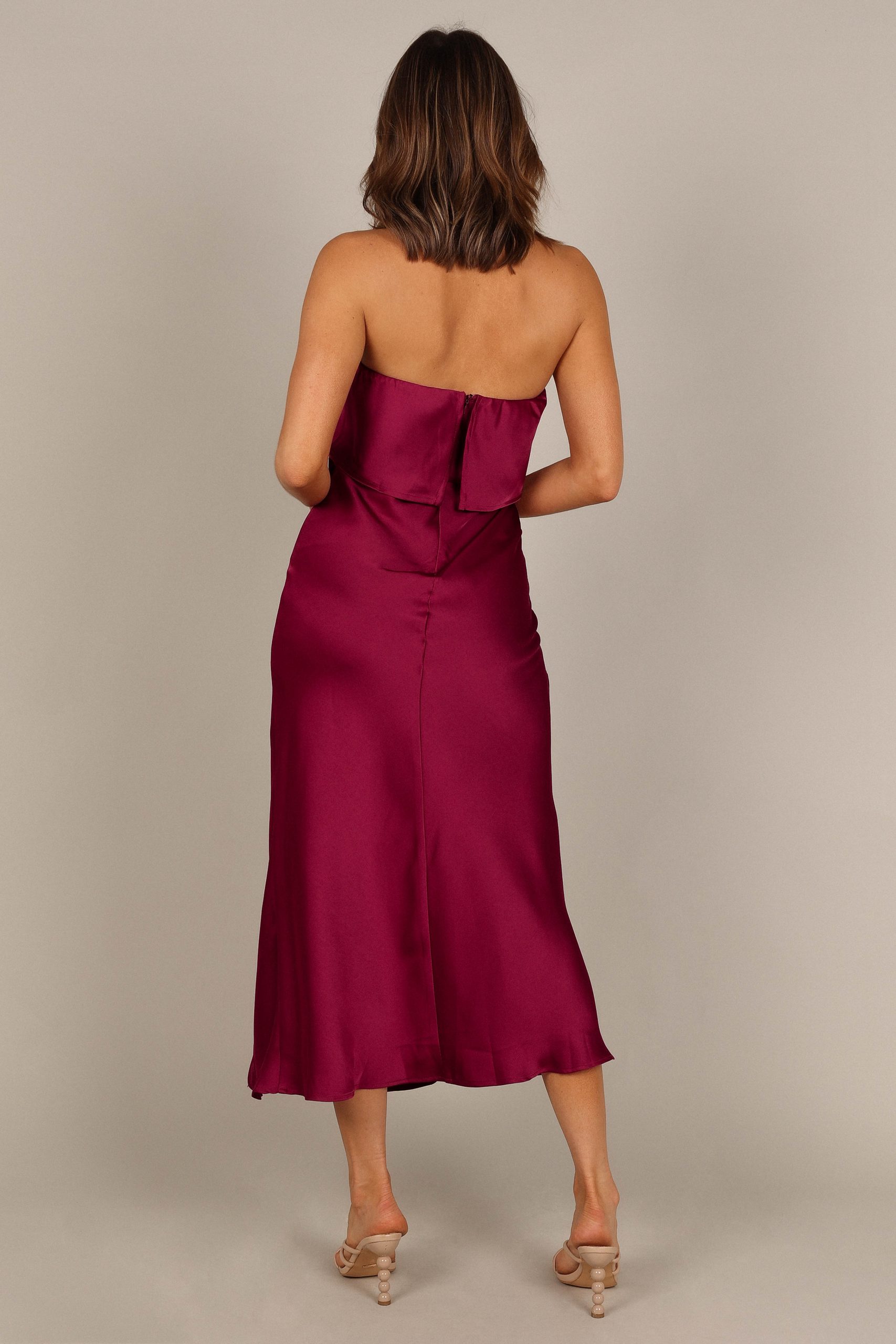 Vienna Strapless Midi Dress - Berry - Image 8