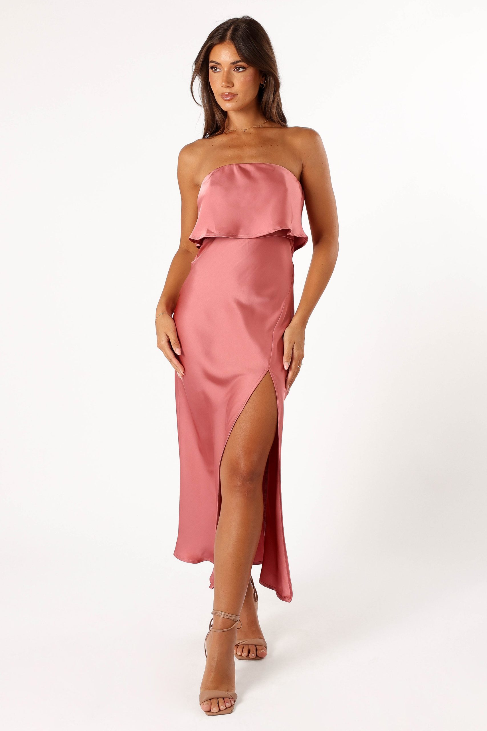 Vienna Strapless Midi Dress - Dusty Rose - Image 4