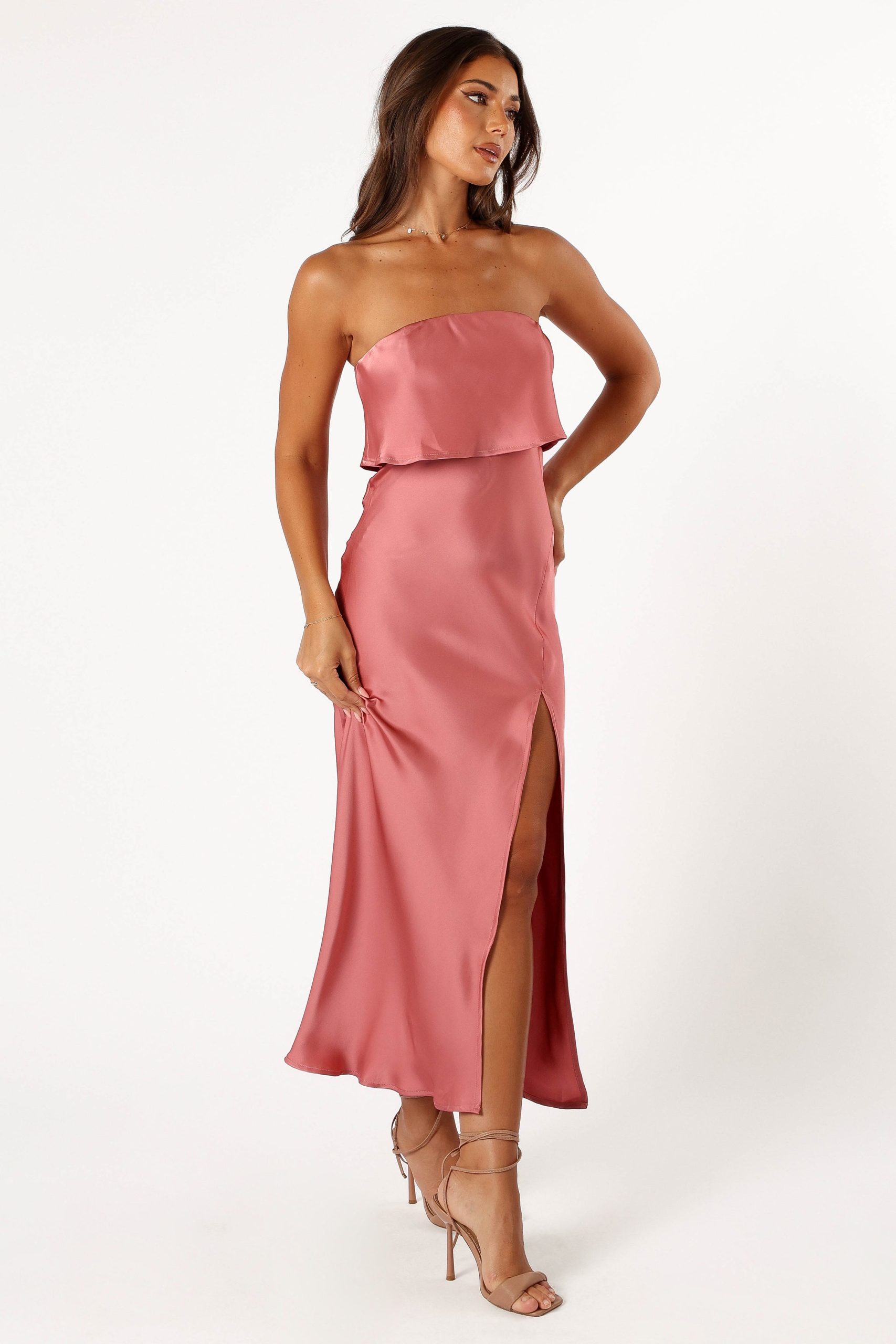 Vienna Strapless Midi Dress - Dusty Rose - Image 8