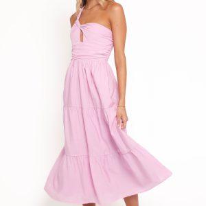 Vinny One Shoulder Maxi Dress - Pink