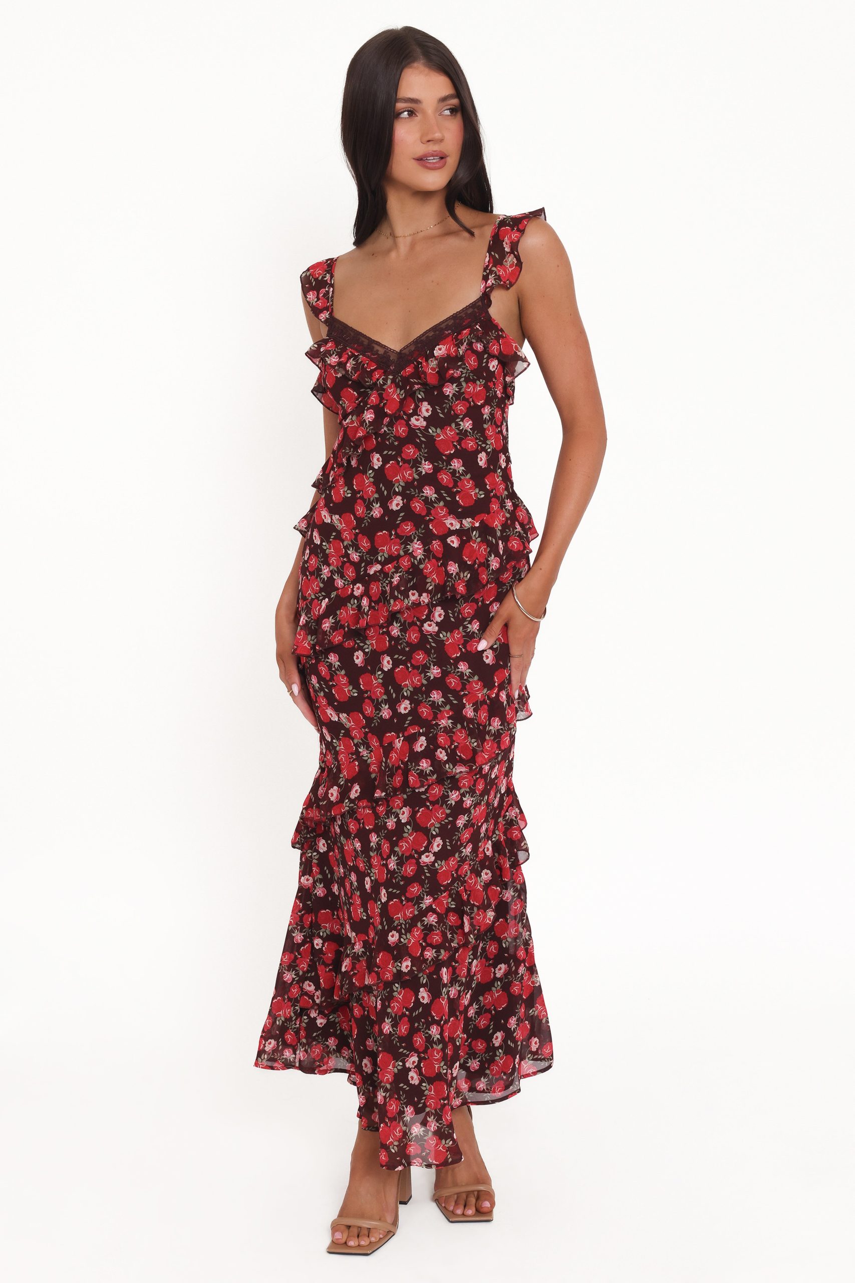 Virginia Maxi Dress - Brown Floral - Image 7