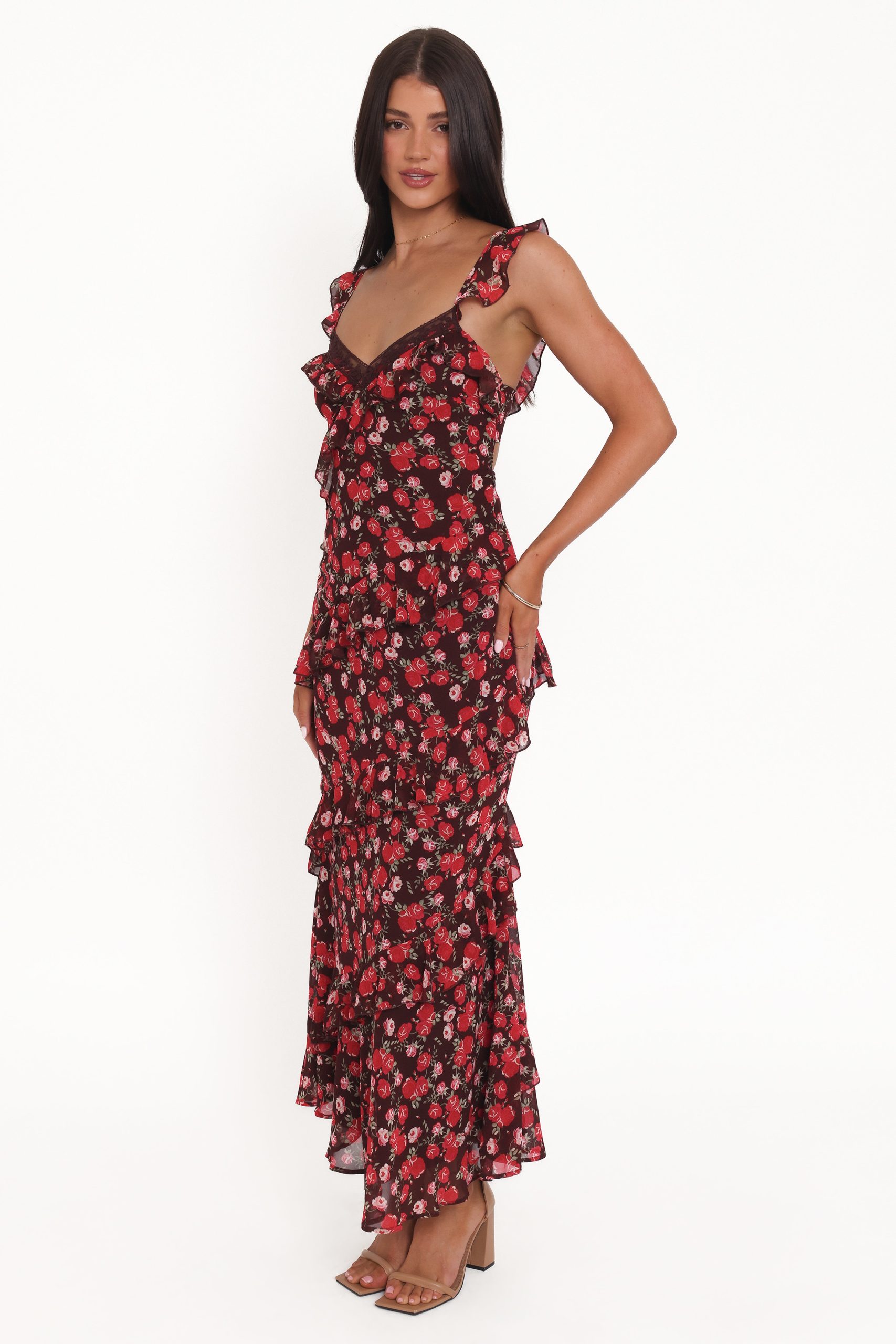 Virginia Maxi Dress - Brown Floral - Image 4