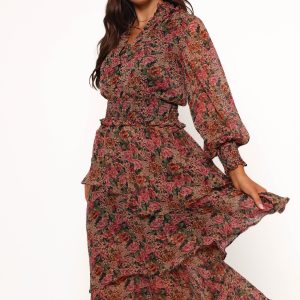 Vivian Midi Dress - Rose/Black