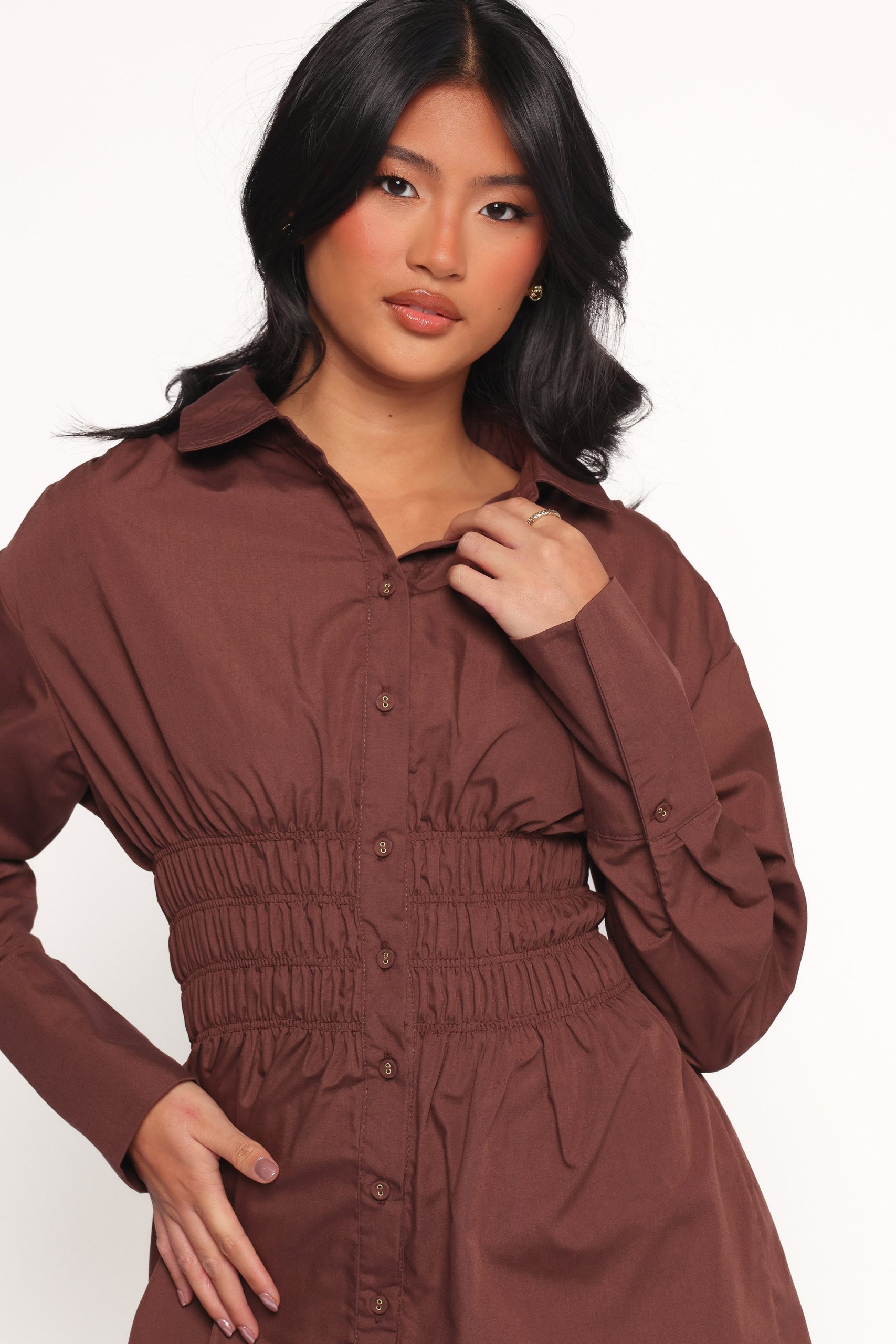 Wallace Mini Dress - Chocolate - Image 2
