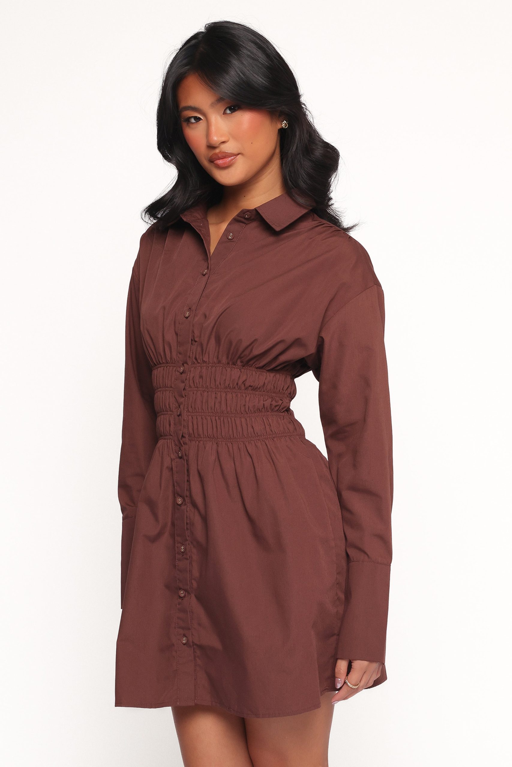 Wallace Mini Dress - Chocolate - Image 3