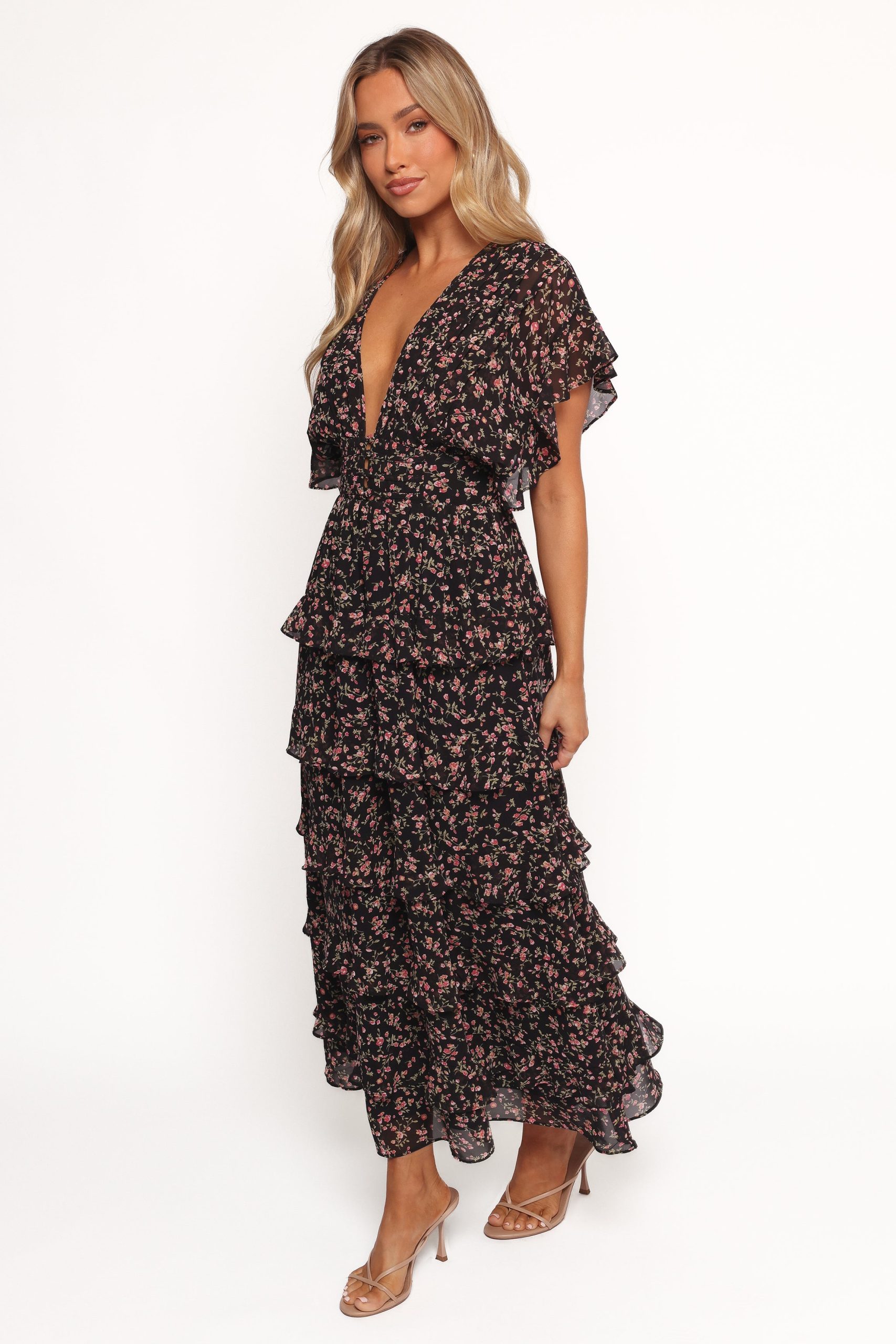 Wendi Ruffle Dress - Black Floral - Image 3