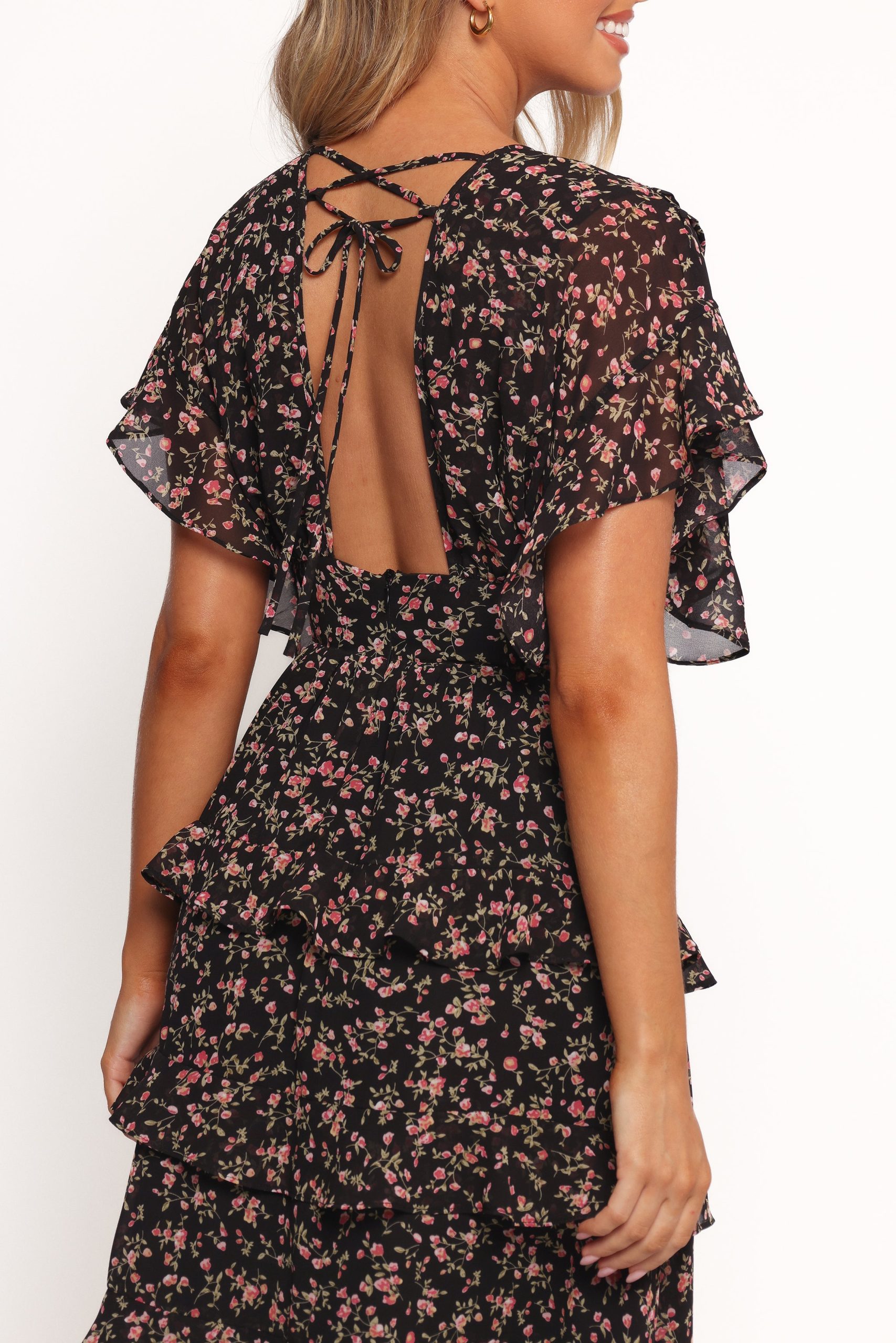 Wendi Ruffle Dress - Black Floral - Image 6