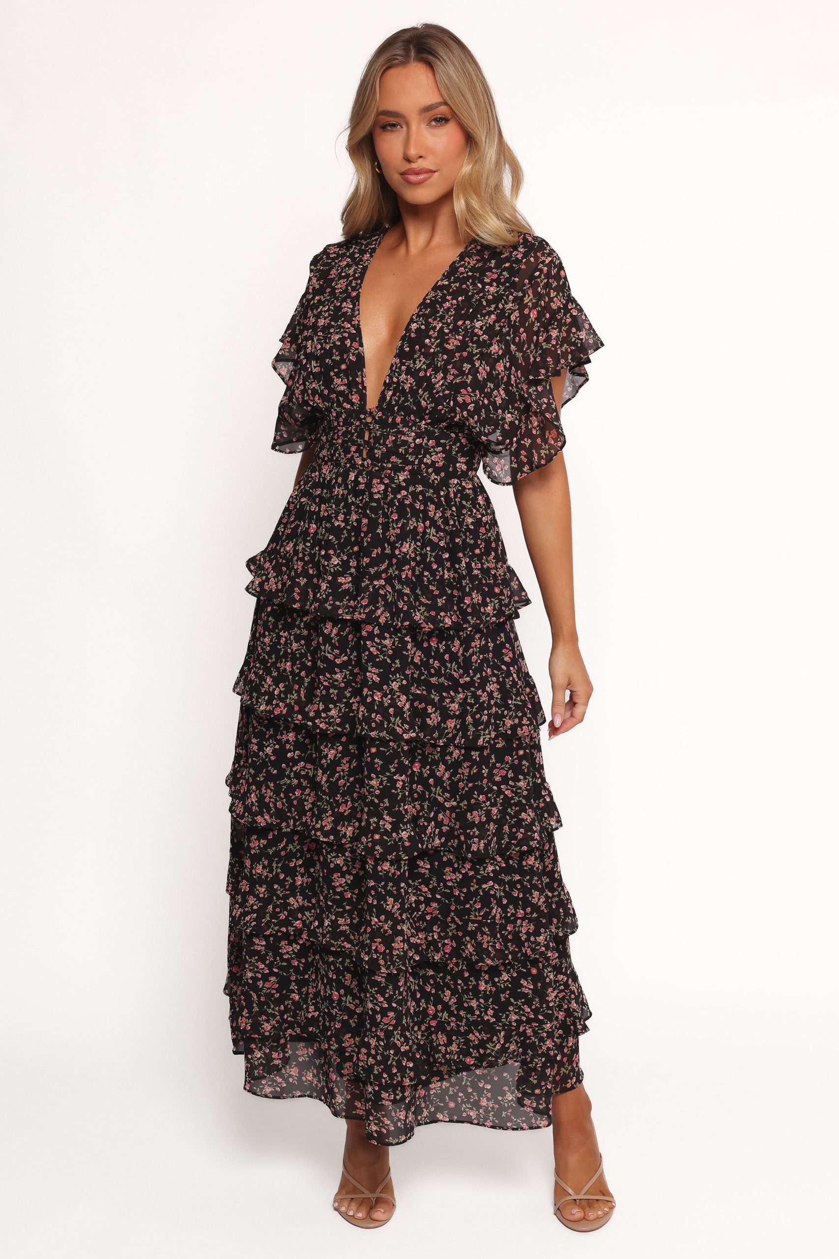 Wendi Ruffle Dress - Black Floral - Image 2
