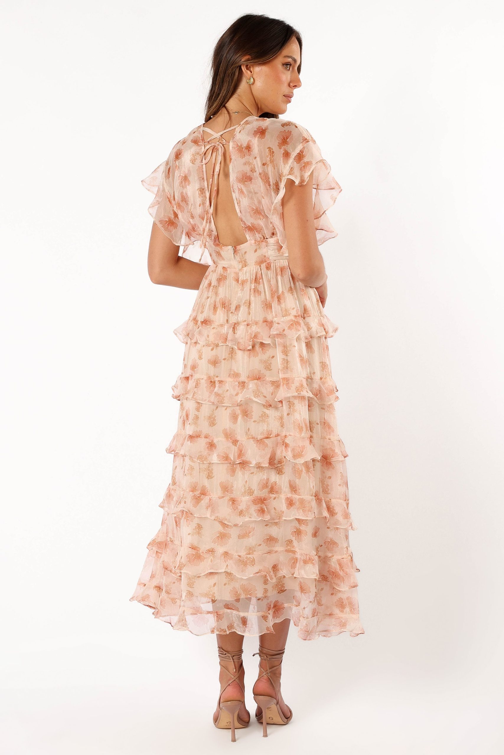 Wendi Ruffle Dress - Dark Peach Floral - Image 7