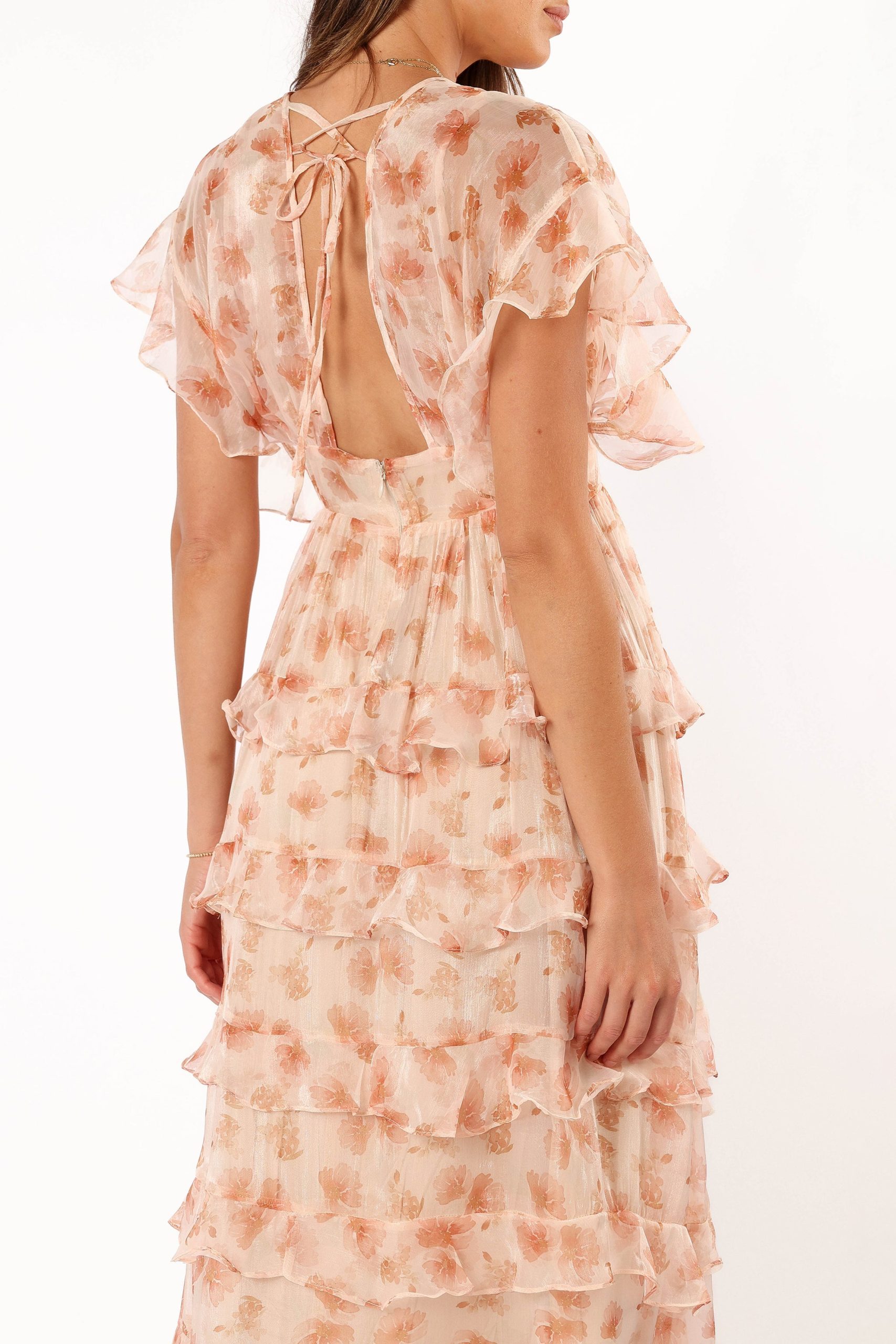Wendi Ruffle Dress - Dark Peach Floral - Image 6