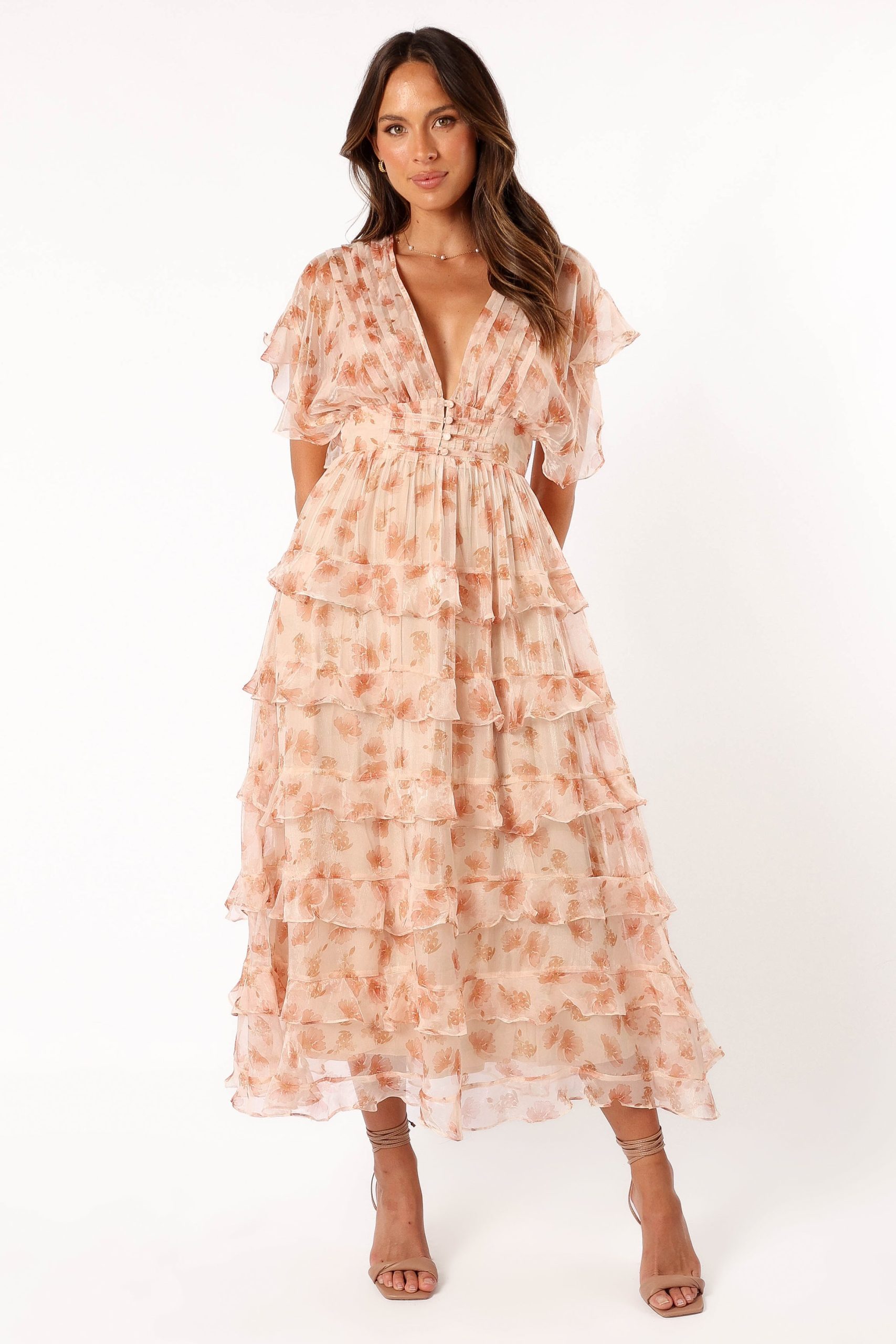 Wendi Ruffle Dress - Dark Peach Floral - Image 5