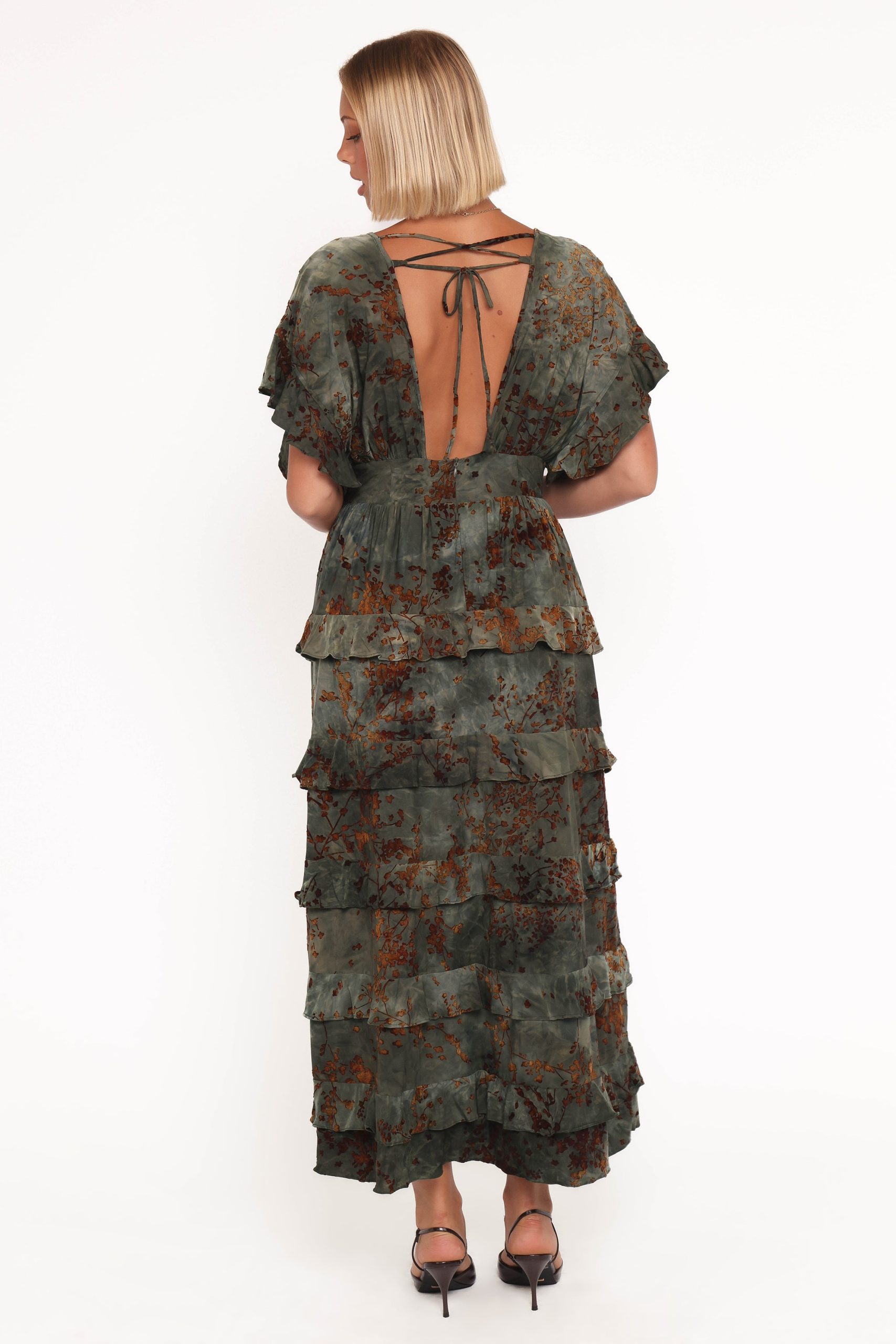 Wendi Ruffle Dress - Jade/Brown - Image 4