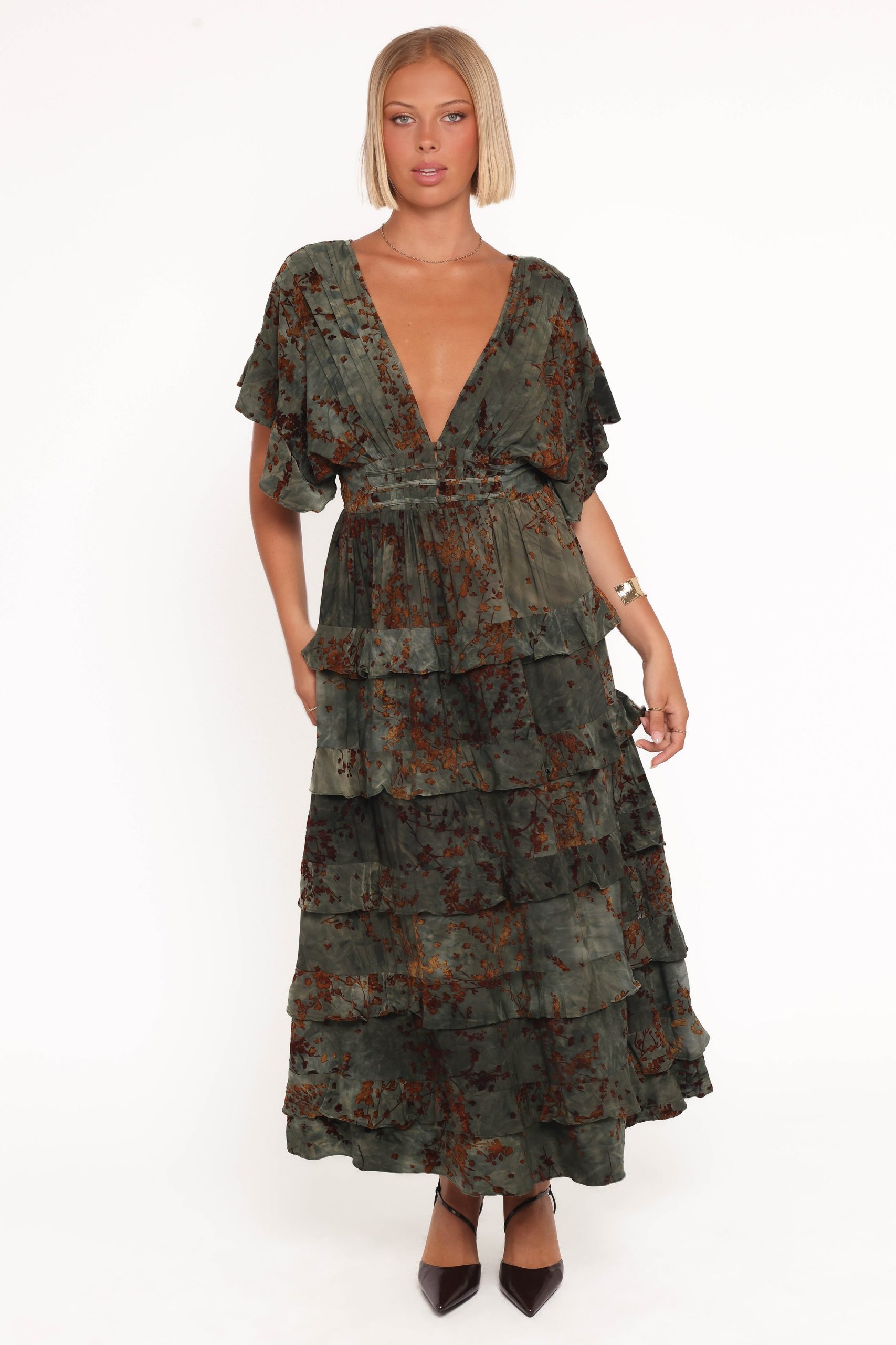 Wendi Ruffle Dress - Jade/Brown - Image 5