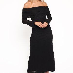 Wilma Off Shoulder Dress - Black
