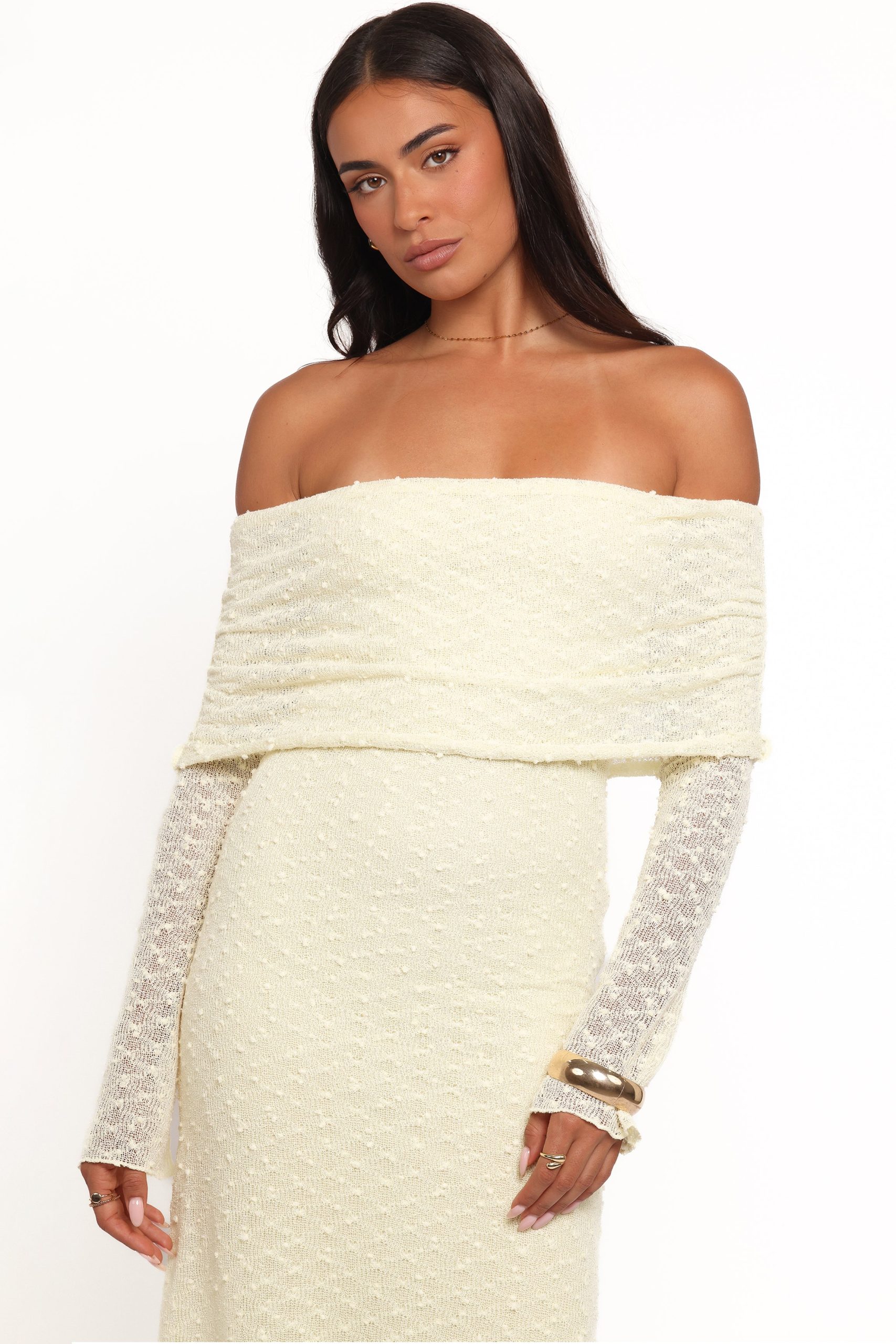 Wilma Off Shoulder Dress - Butter Yellow - Image 2