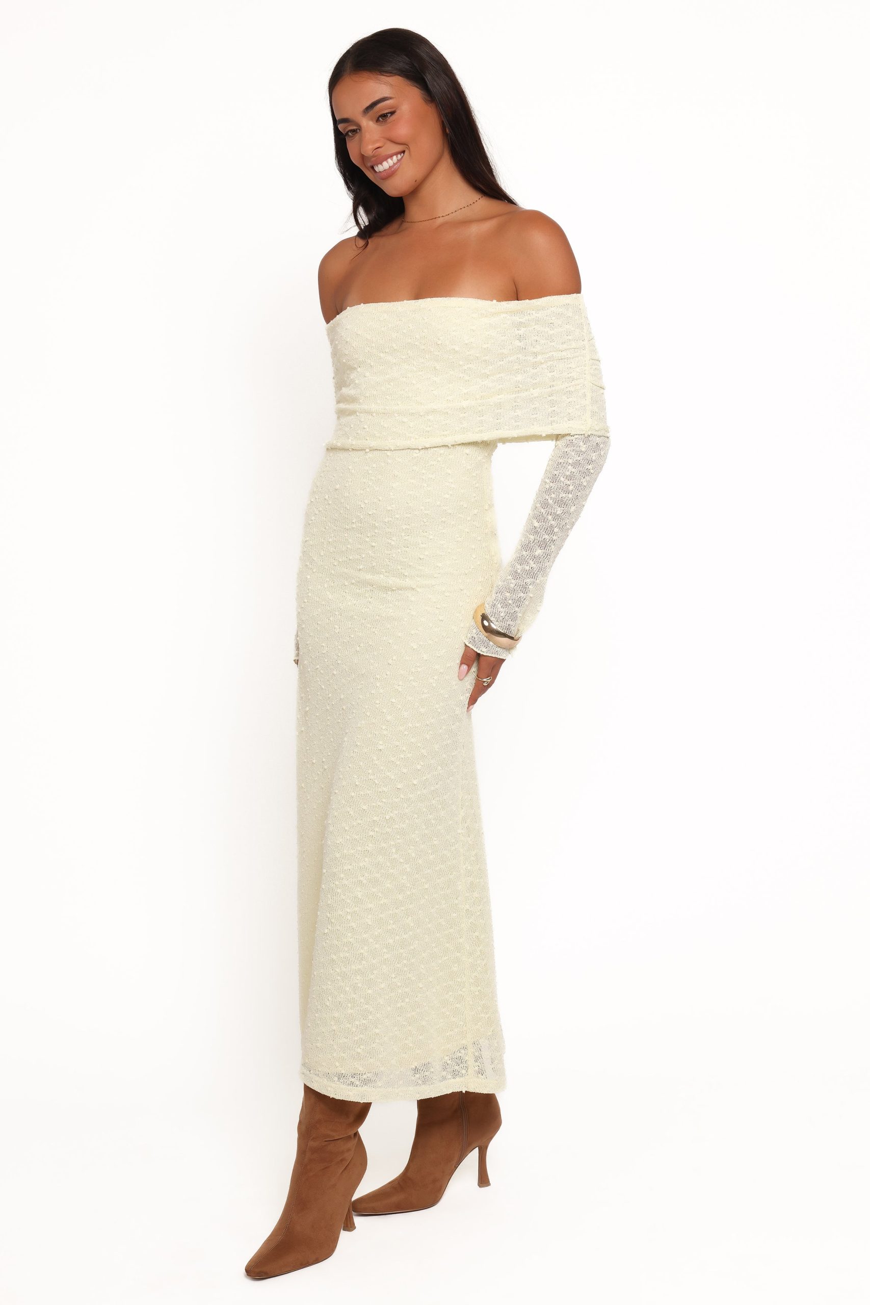 Wilma Off Shoulder Dress - Butter Yellow - Image 3