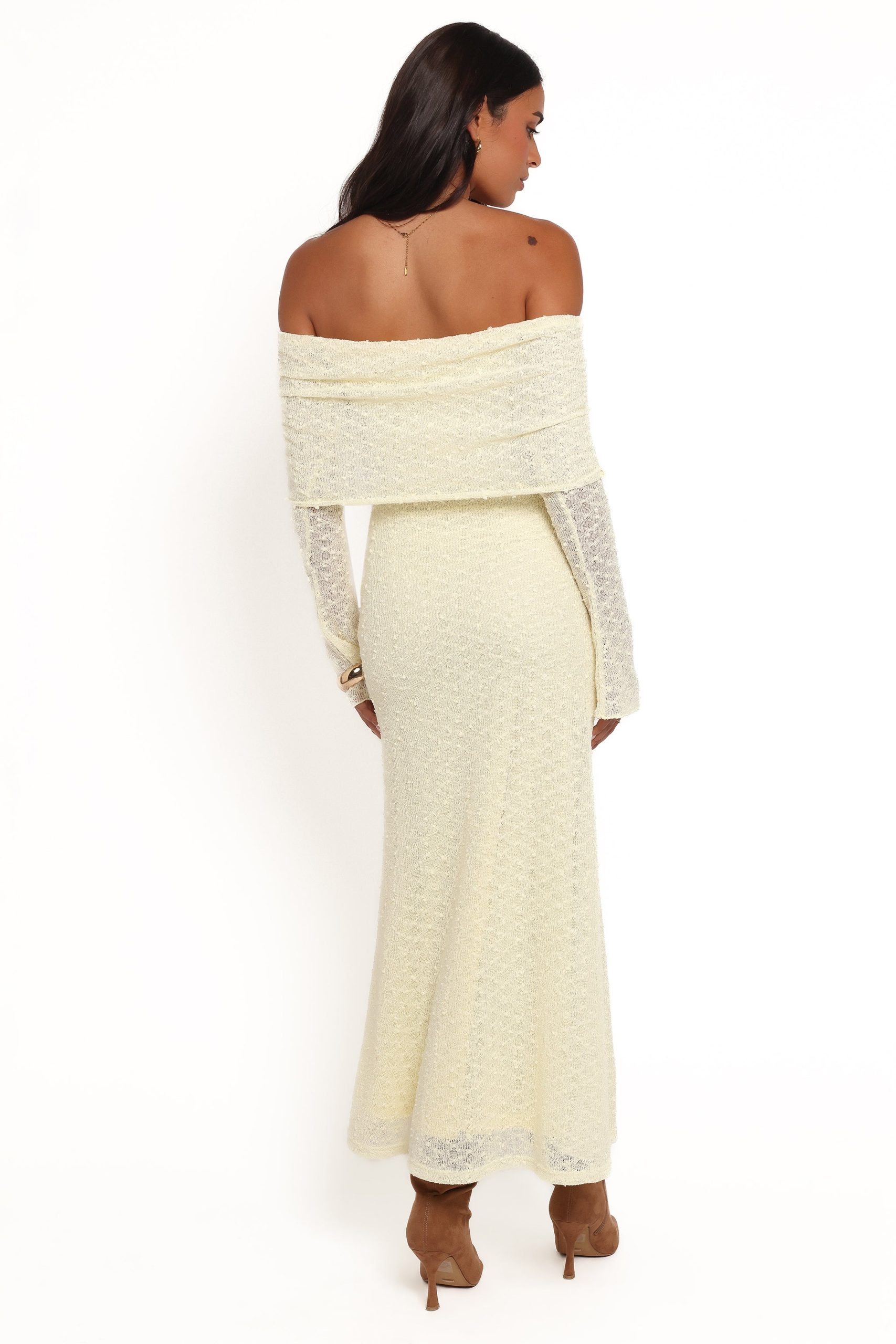 Wilma Off Shoulder Dress - Butter Yellow - Image 4