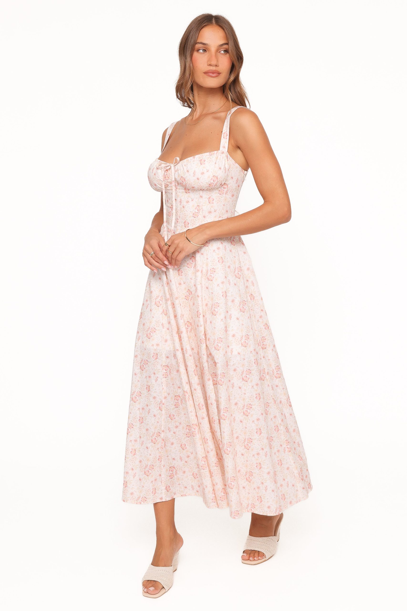 Wisteria Midi Dress - Peach Ditsy Floral - Image 5