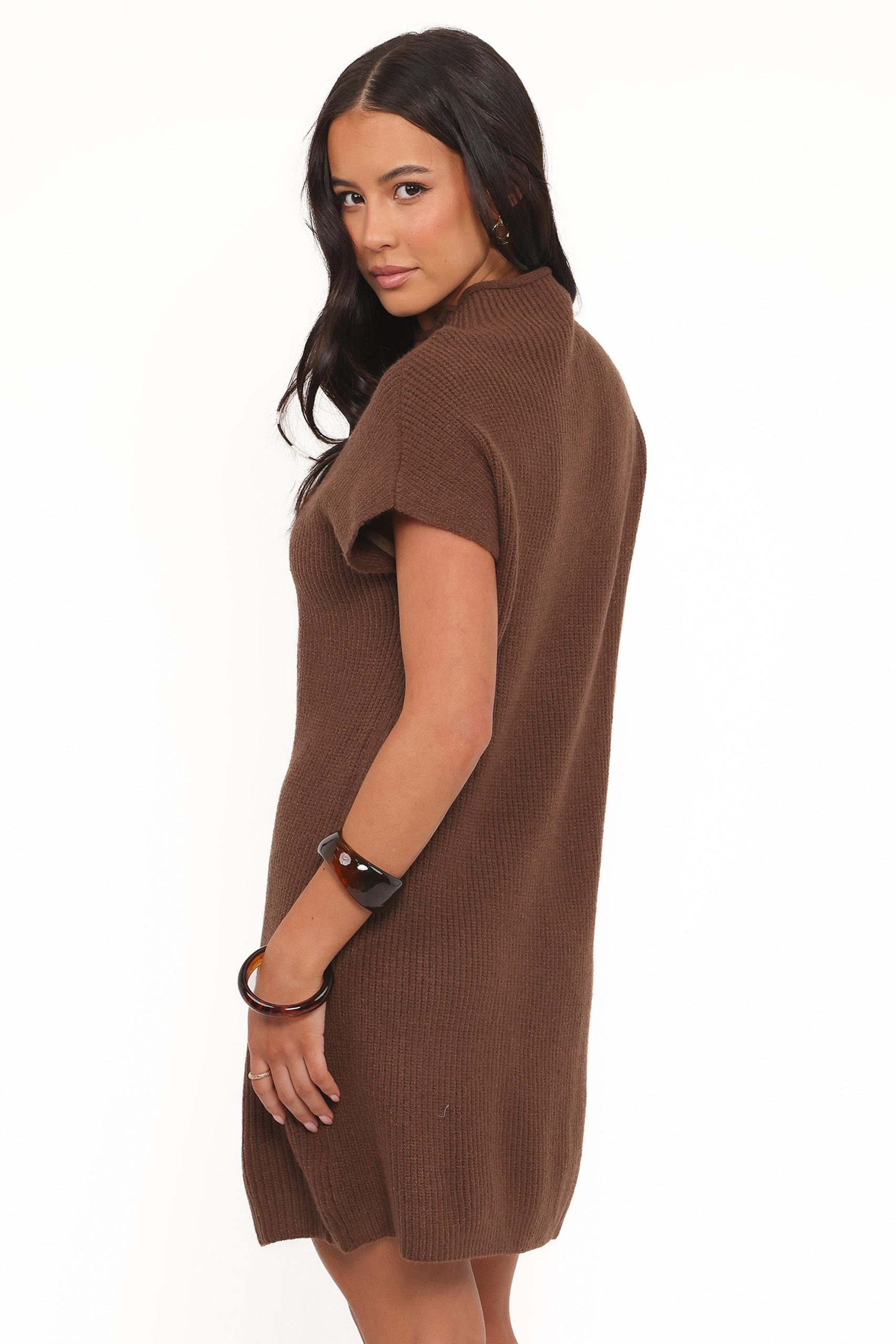 Wright Knit Mini Dress - Chocolate Brown - Image 5