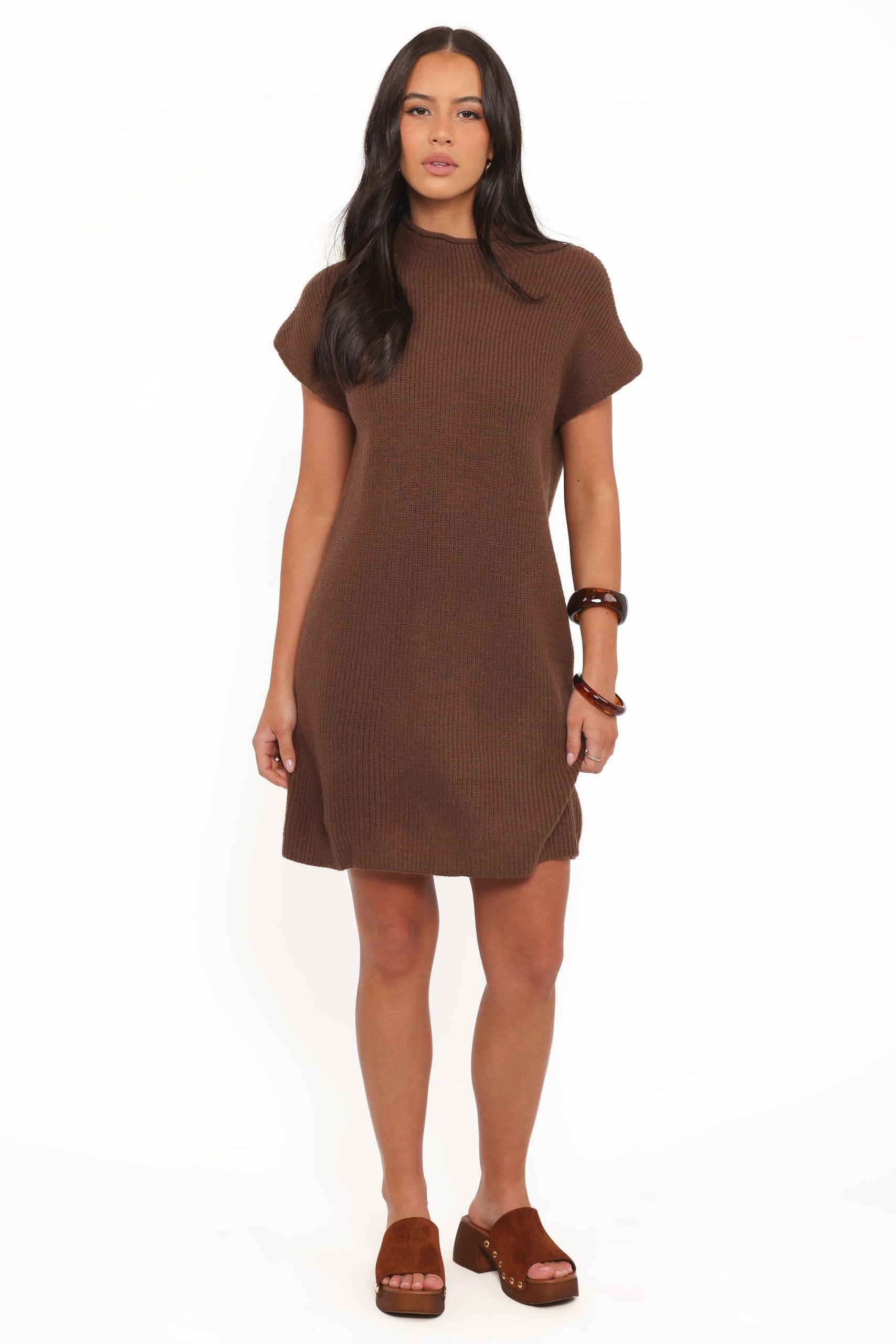 Wright Knit Mini Dress - Chocolate Brown - Image 6