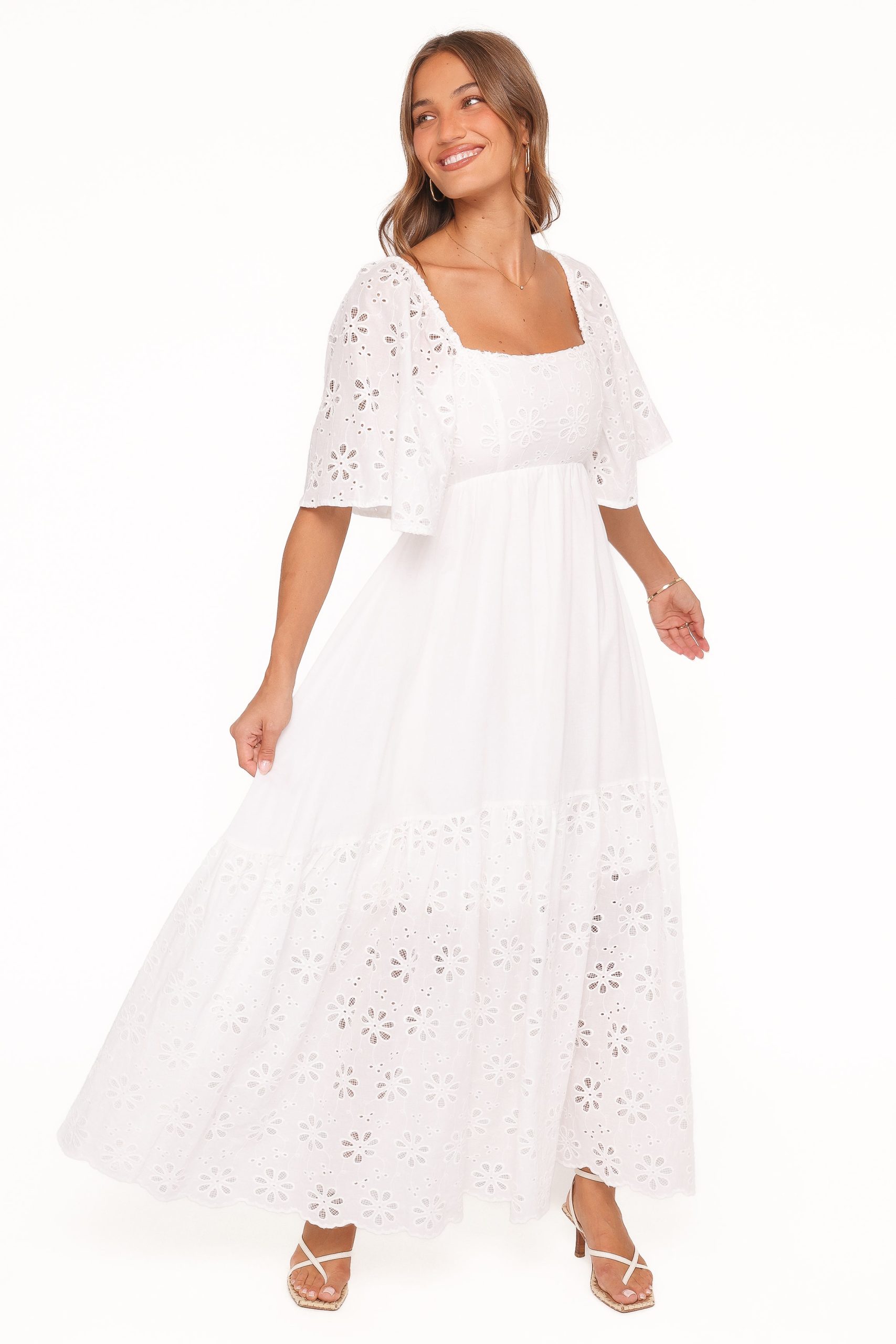 Xana Maxi Dress - White Broderie - Image 4