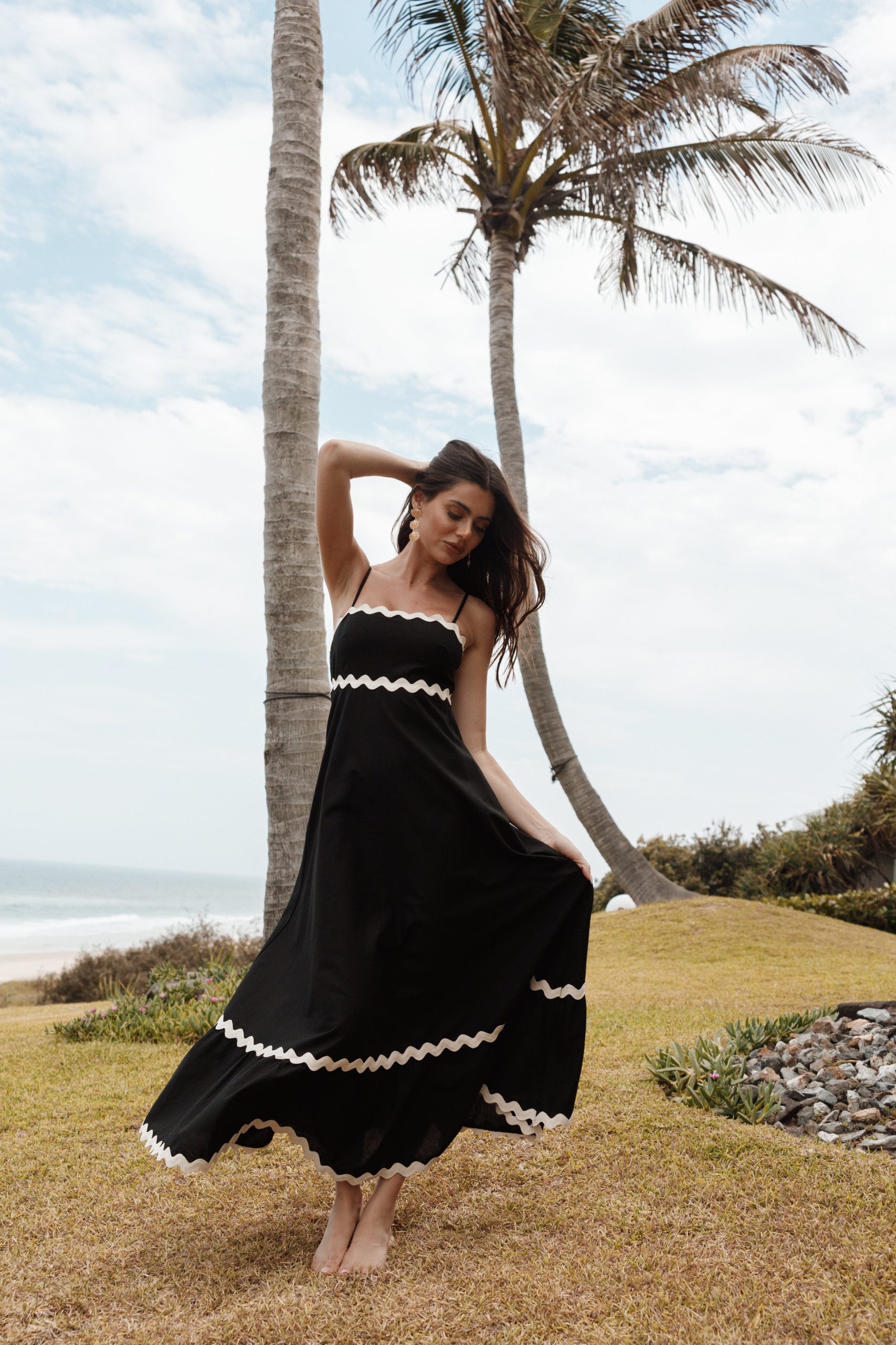 Yana Maxi Dress - Black Cream - Image 8